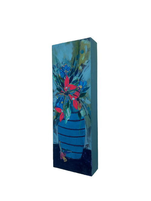 Blue and Neon Florals|Polymer Lift Painting