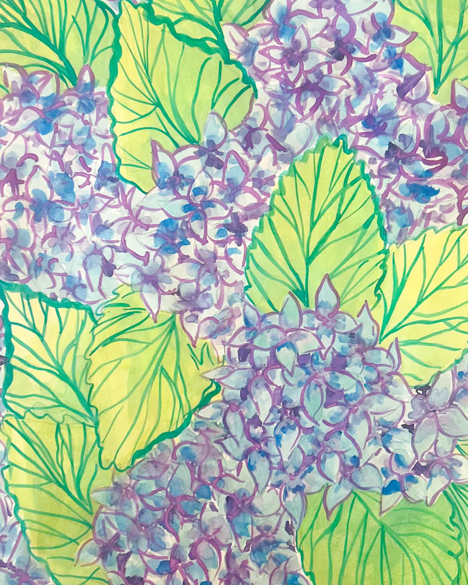 Watercolor Hydrangeas Tea Towel|Jessica Reynolds Art