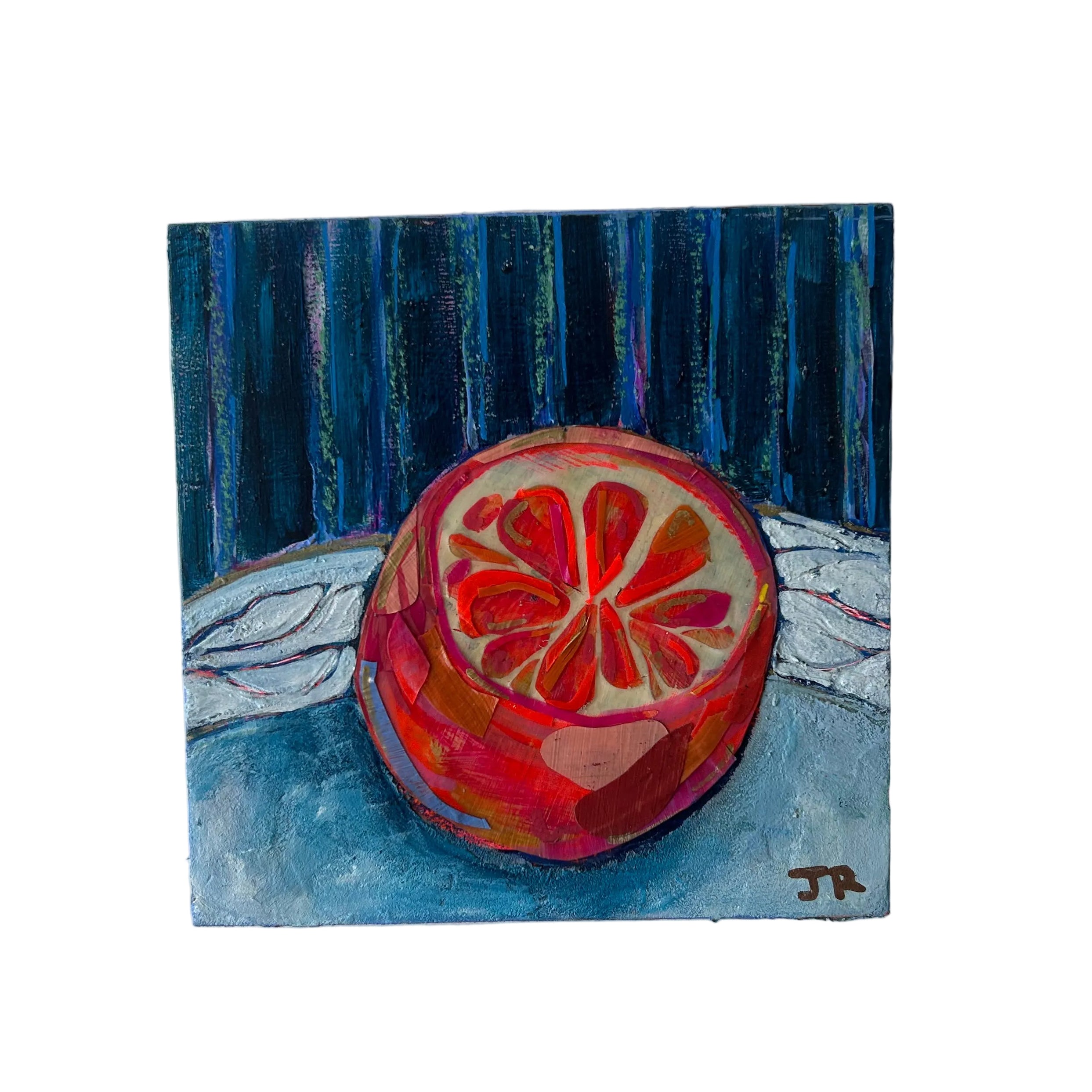 Little Square GrapefruitPolymer Lift Painting