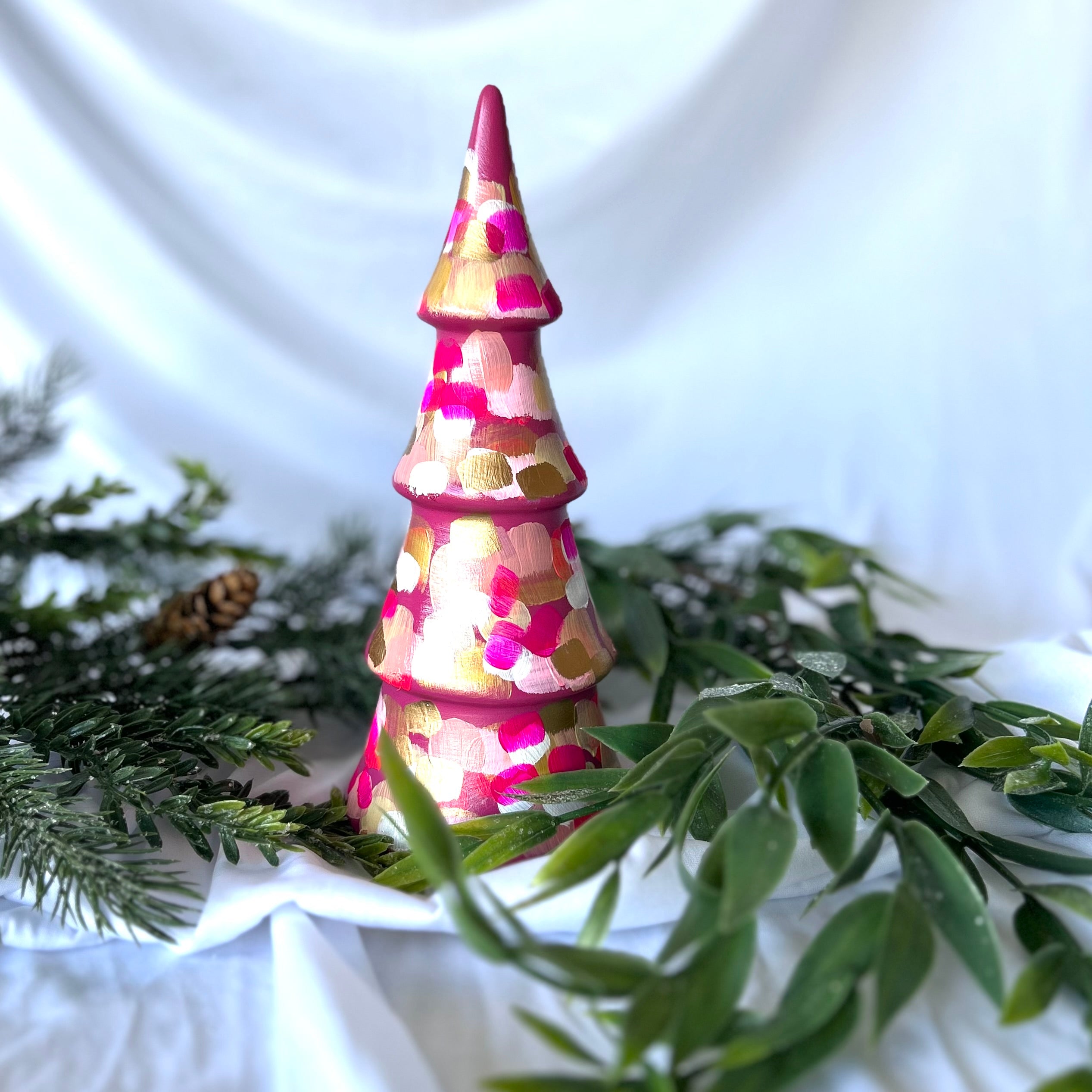 Deep Pink Christmas Tree|Jessica Reynolds Art