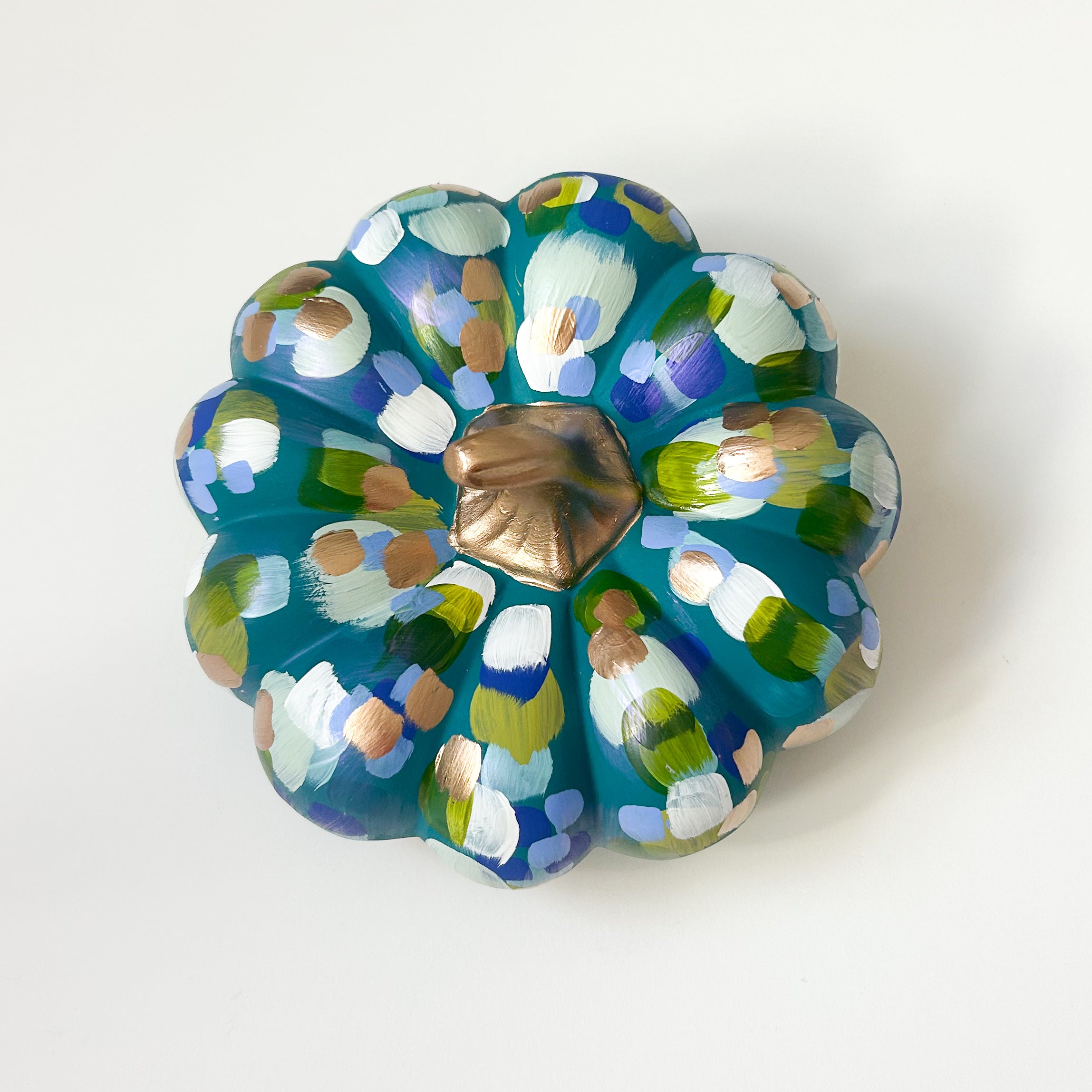 Blues and Gold Pumpkin|Jessica Reynolds Art