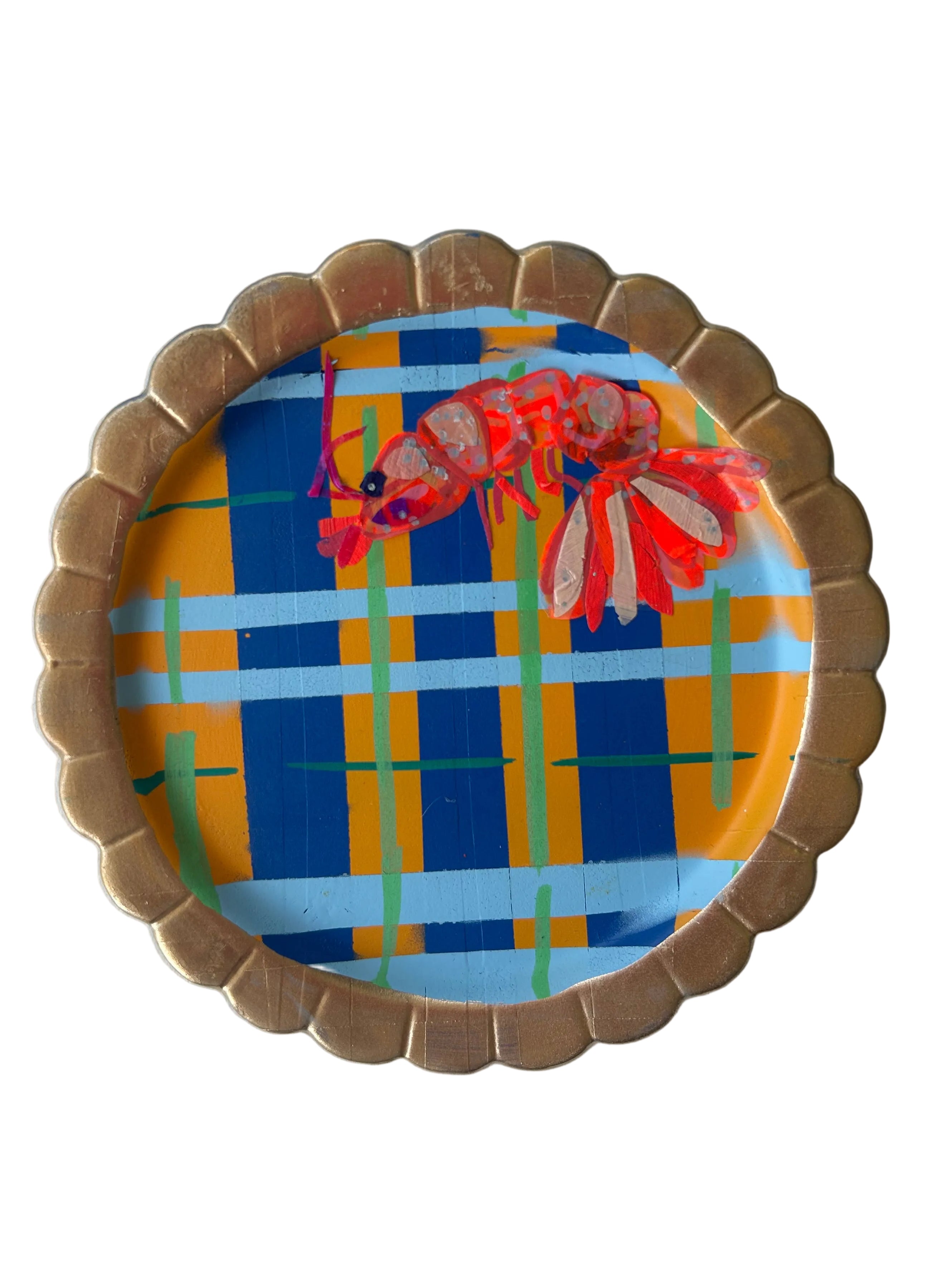 Plaid Little Shrimp| Polymer Lift Painting