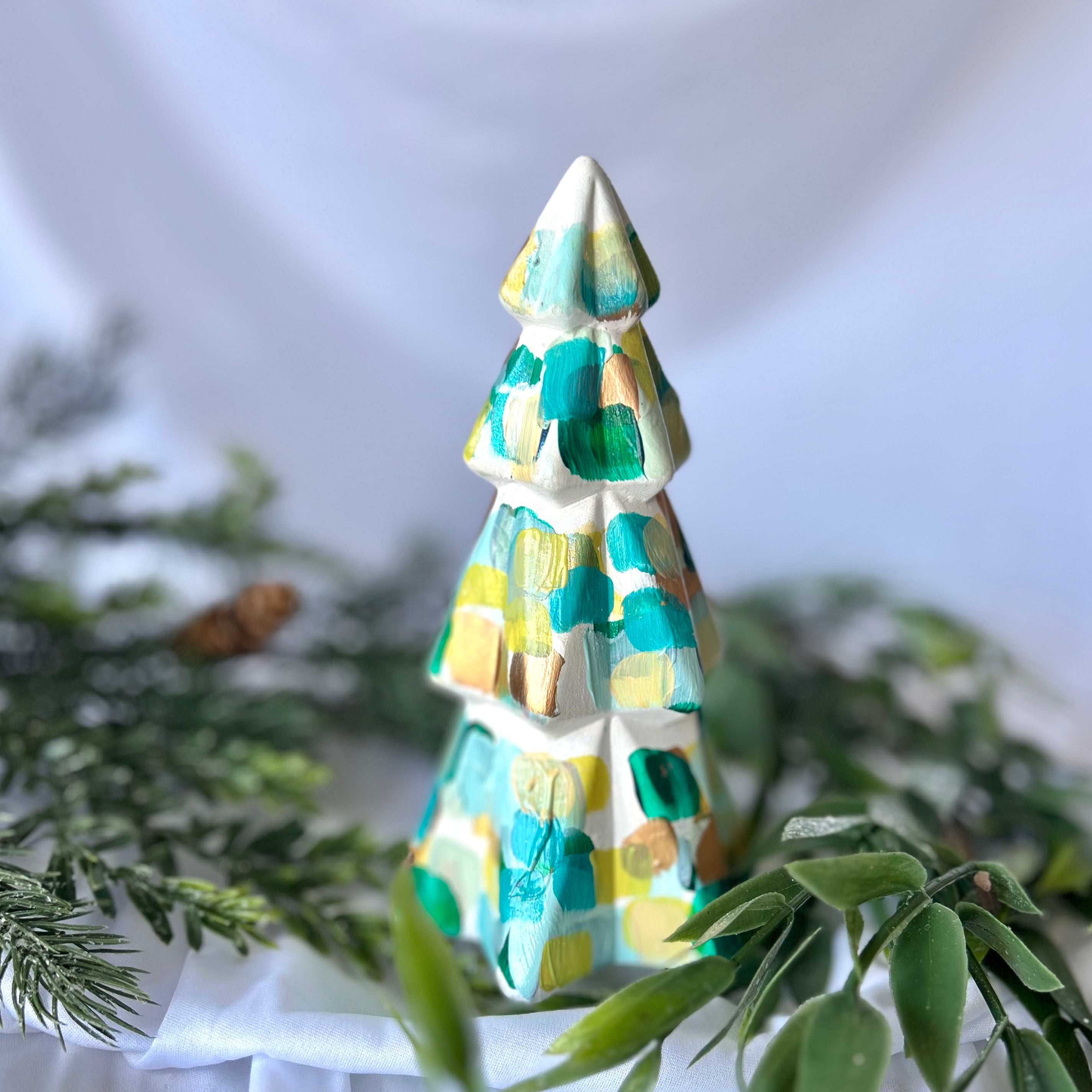 Teal and Neutral Small Christmas Tree|Jessica Reynolds Art