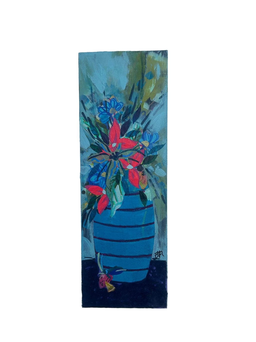 Blue and Neon Florals|Polymer Lift Painting