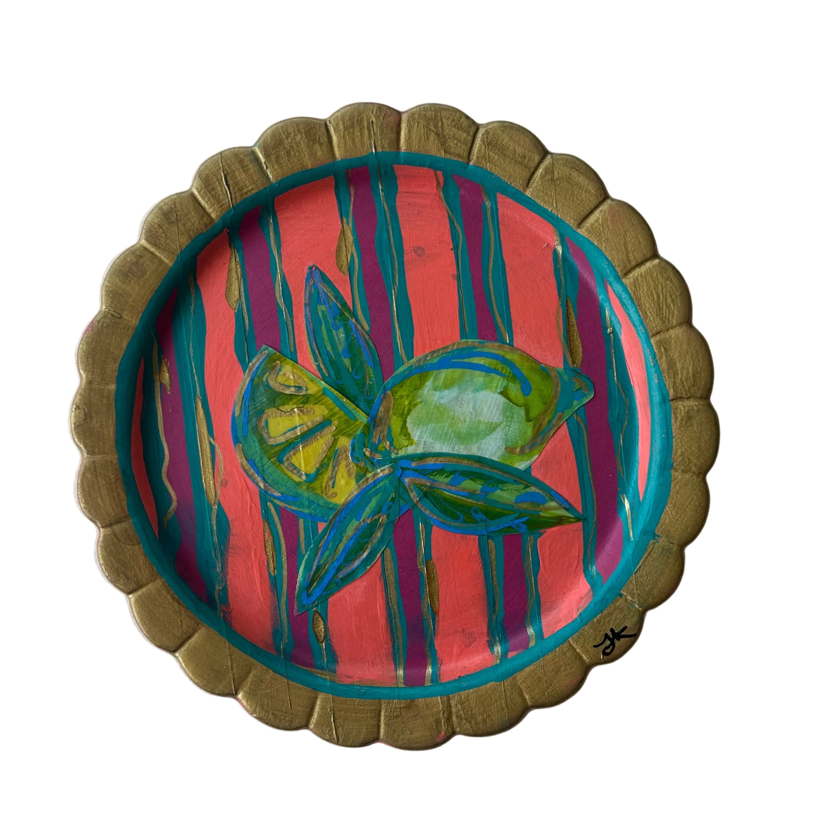 Limes on Coral and Pink|Polymer Lift Painting