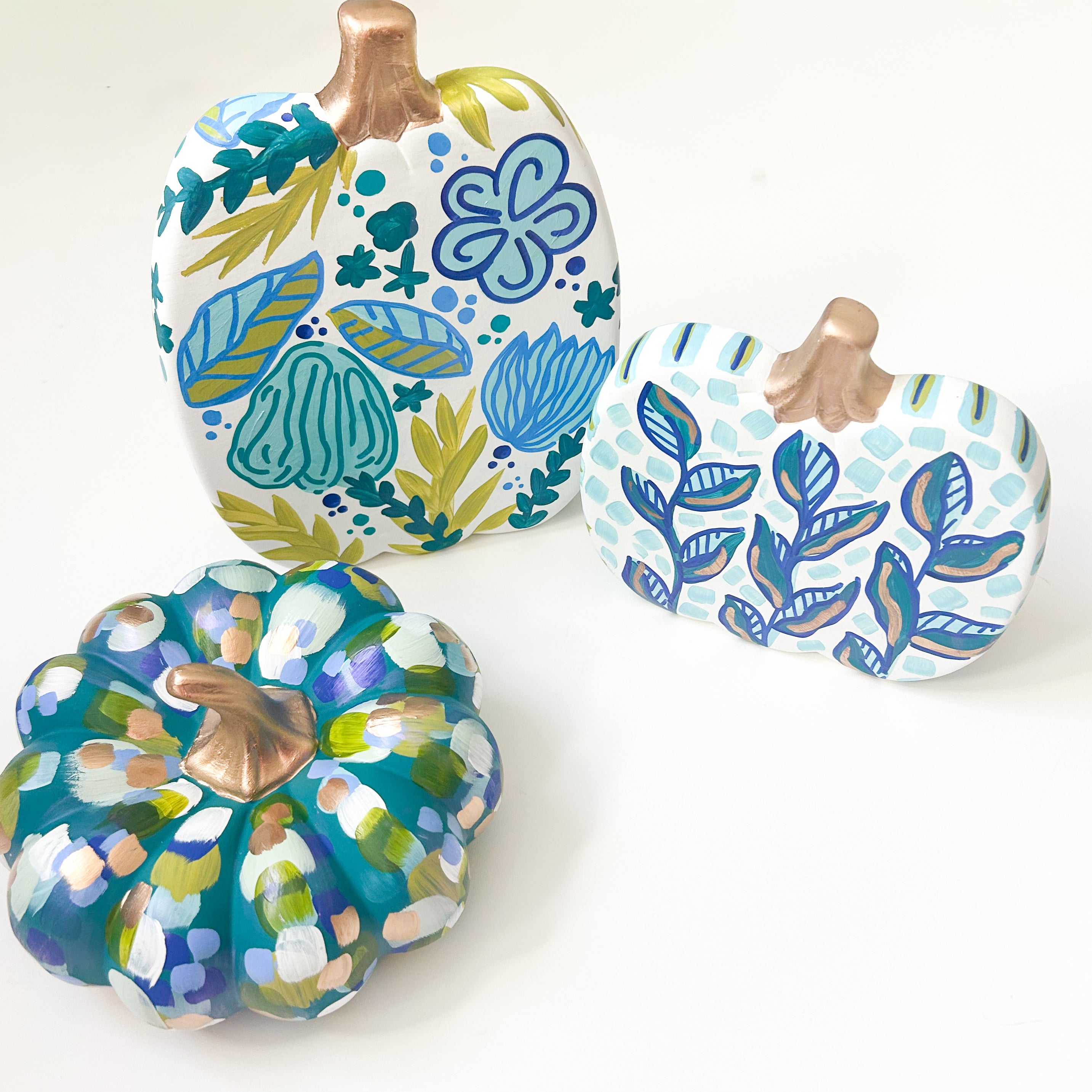 Blues and Gold Pumpkin|Jessica Reynolds Art