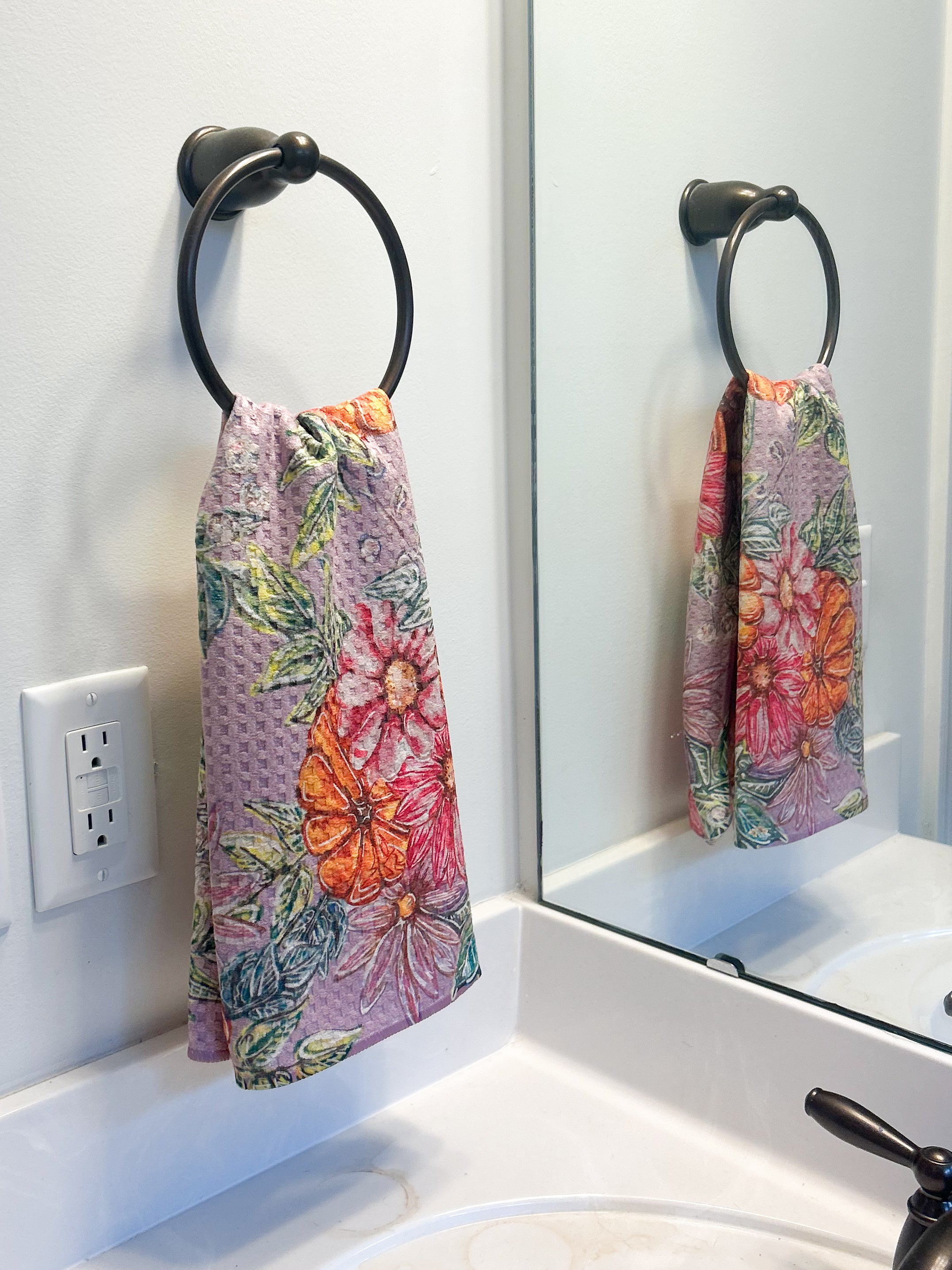 Floral Pumpkin Towel-Reversable|Jessica Reynolds Art