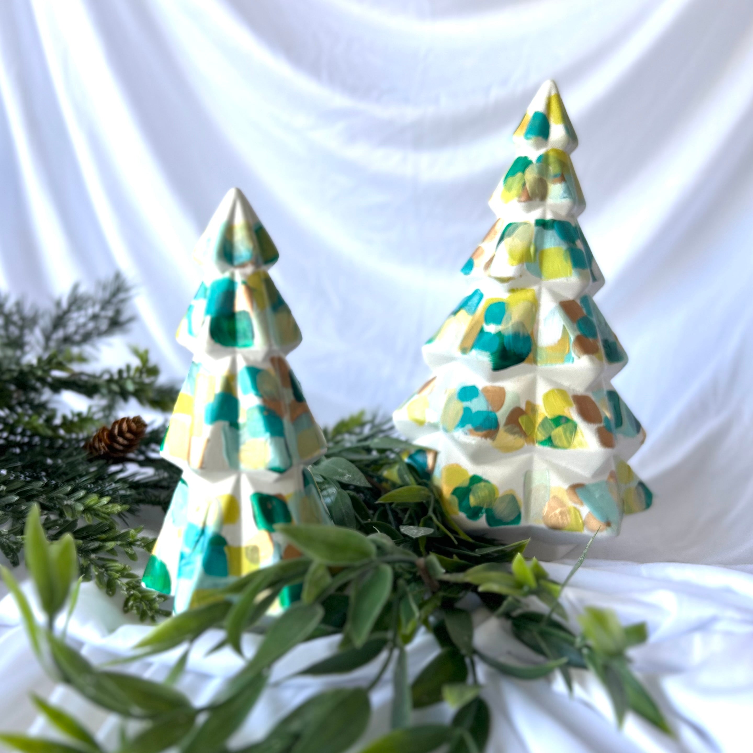 Teal and Neutral Small Christmas Tree|Jessica Reynolds Art