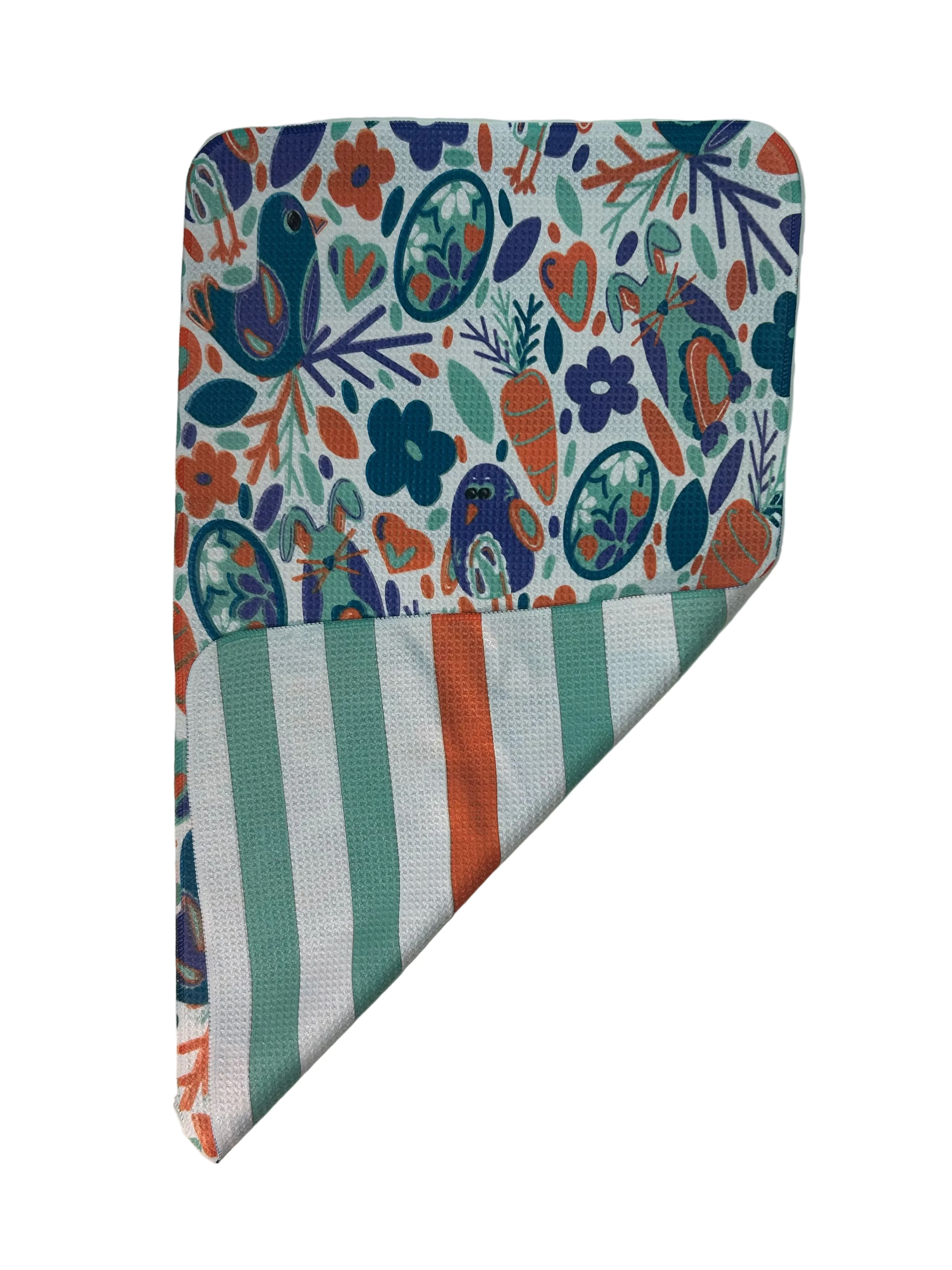 Towel with colorful pattern on a white background