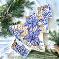 Blue Poinsettia Christmas Tray|Jessica Reynolds Art