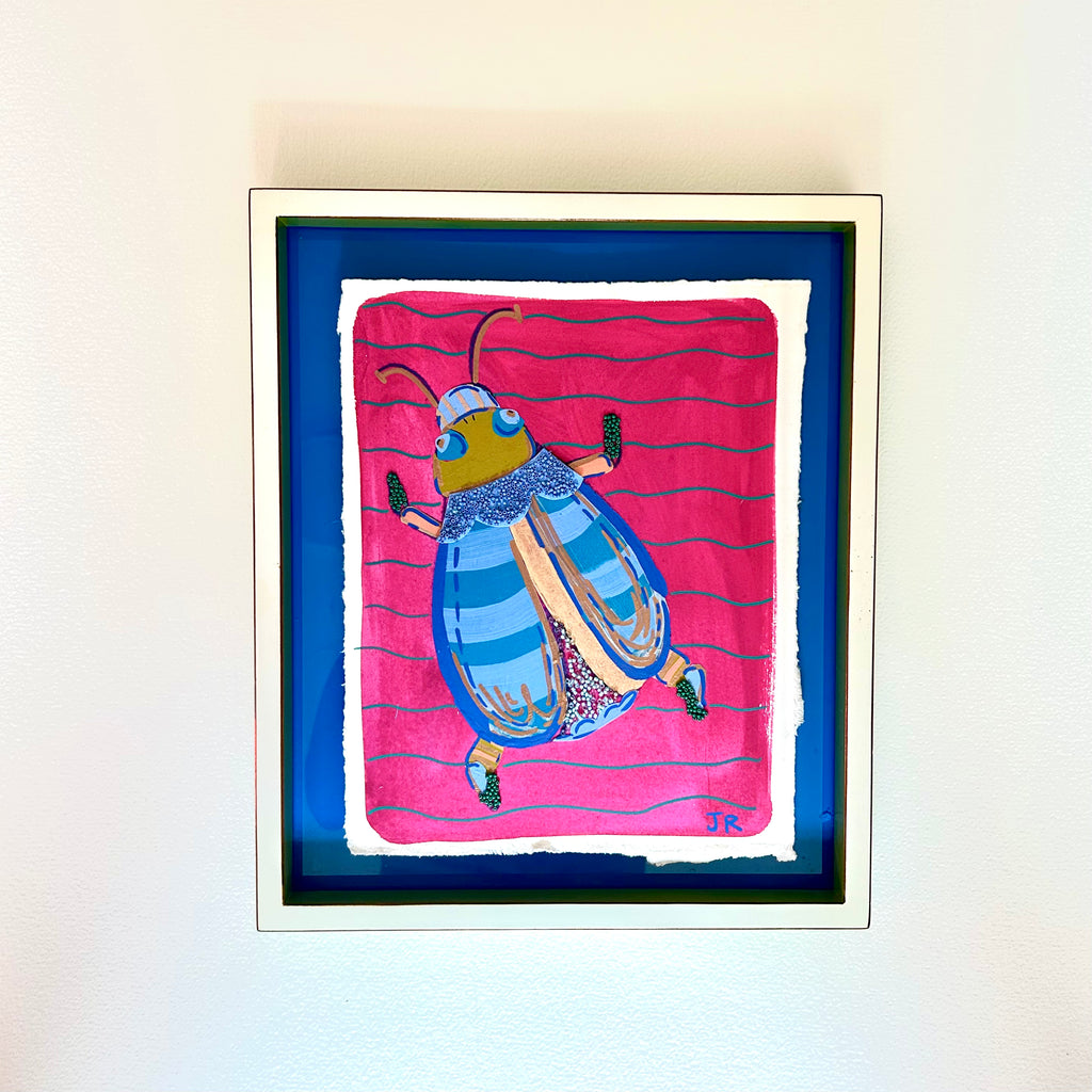 Silly Little Beetle|Polymer Lift and Bead Embroidery Painting