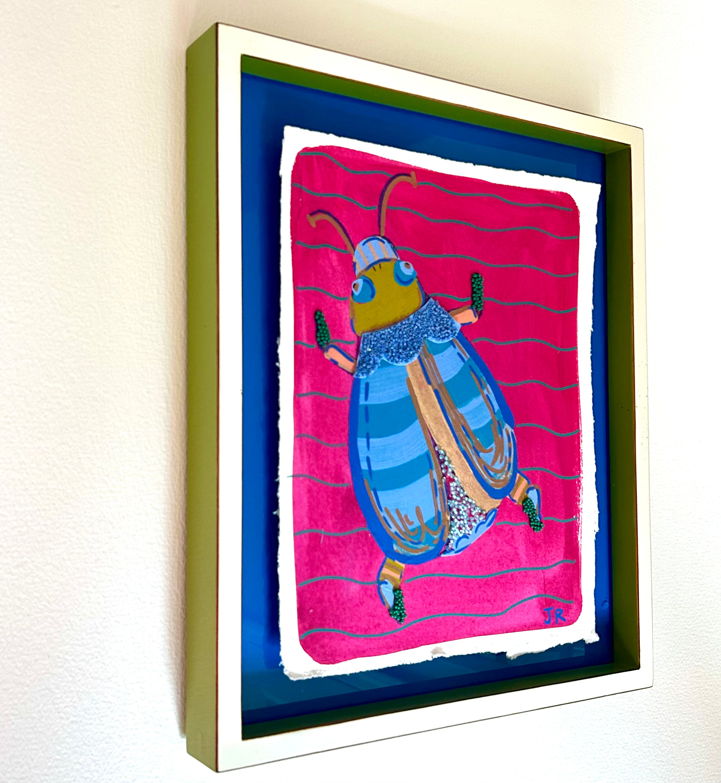 Silly Little Beetle|Polymer Lift and Bead Embroidery Painting