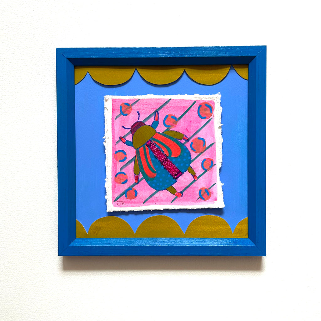 Scalloped Beetle|Polymer Lift and Bead Embroidery Painting