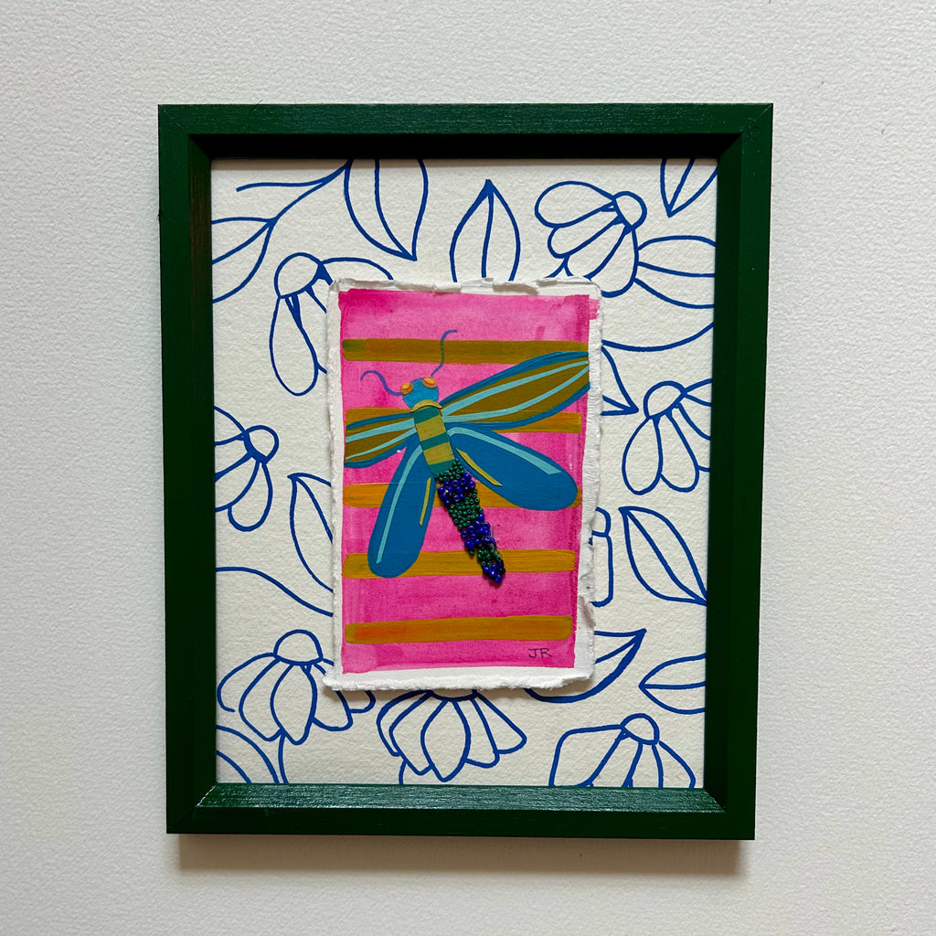 Fly Fly DragonFly|Polymer Lift and Bead Embroidery Painting