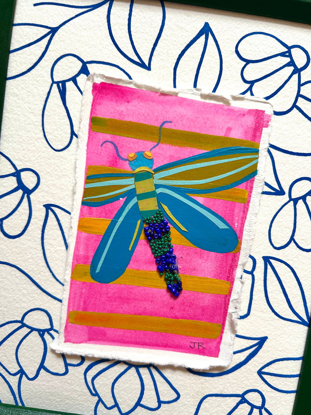 Fly Fly DragonFly|Polymer Lift and Bead Embroidery Painting