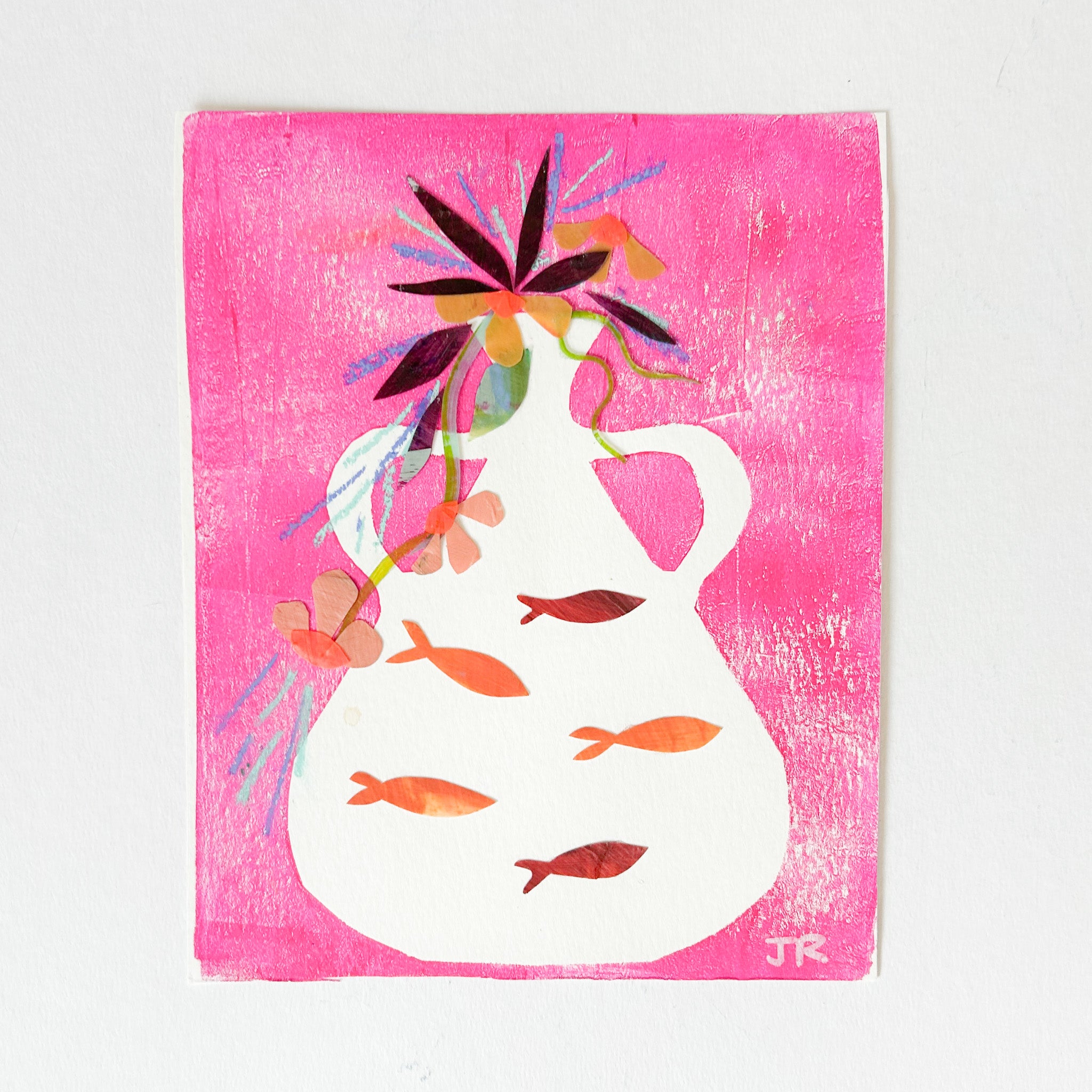 Pink Monoprint and Polymer Lift|Polymer Lift