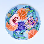 Round Citrus On Paper|Polymer lift and Bead Embroidery Painting