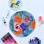 Round Citrus On Paper|Polymer lift and Bead Embroidery Painting