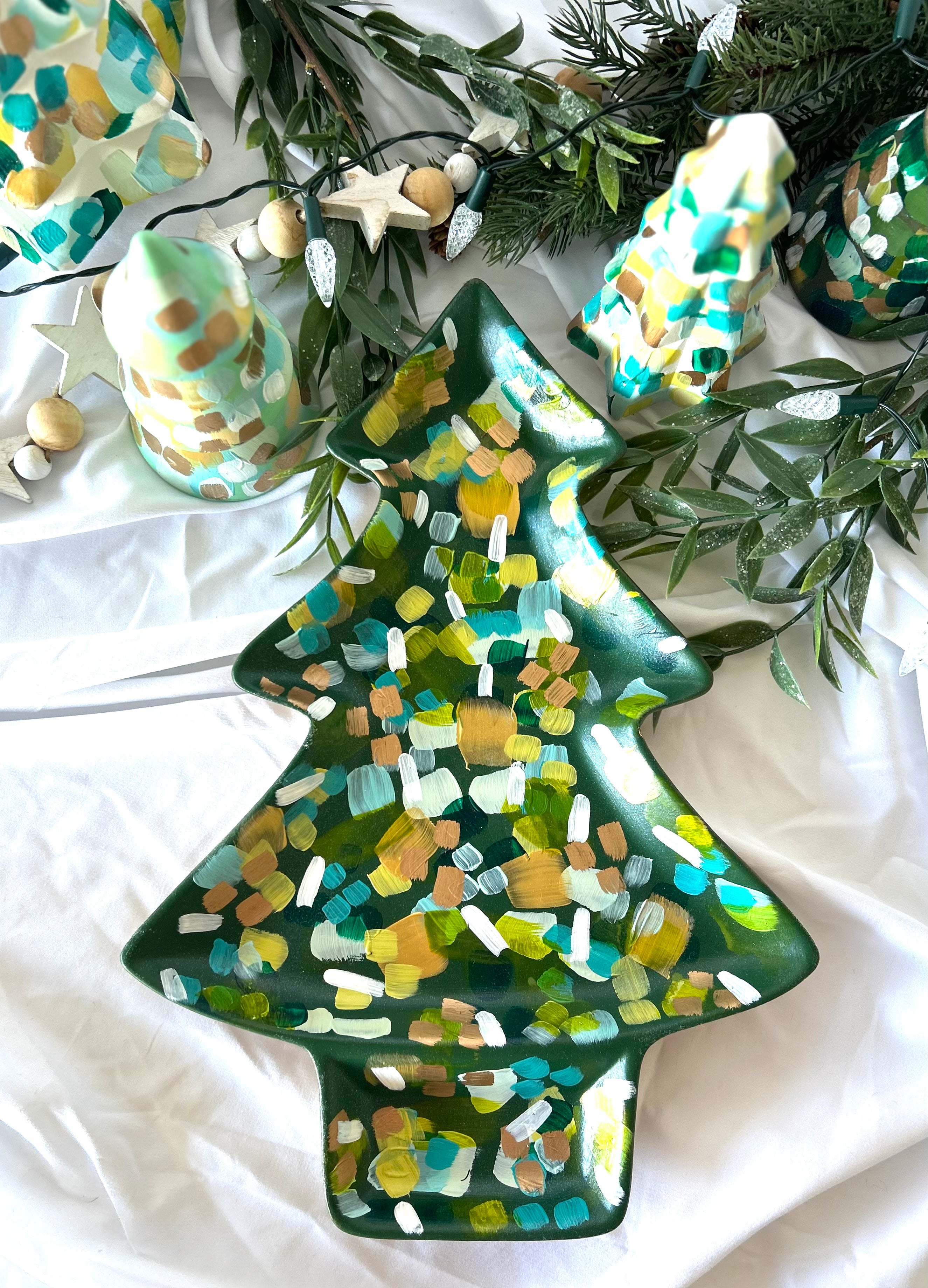 Green Christmas Tray|Jessica Reynolds Art