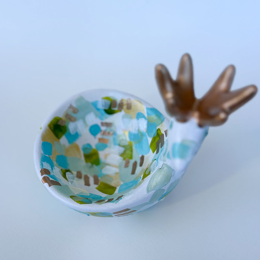 Icy Blue Reindeer Bowl|Jessica Reynolds Art