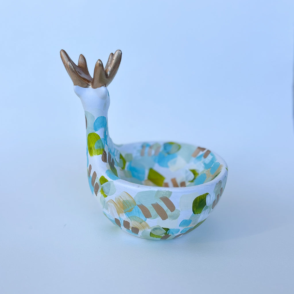 Icy Blue Reindeer Bowl|Jessica Reynolds Art