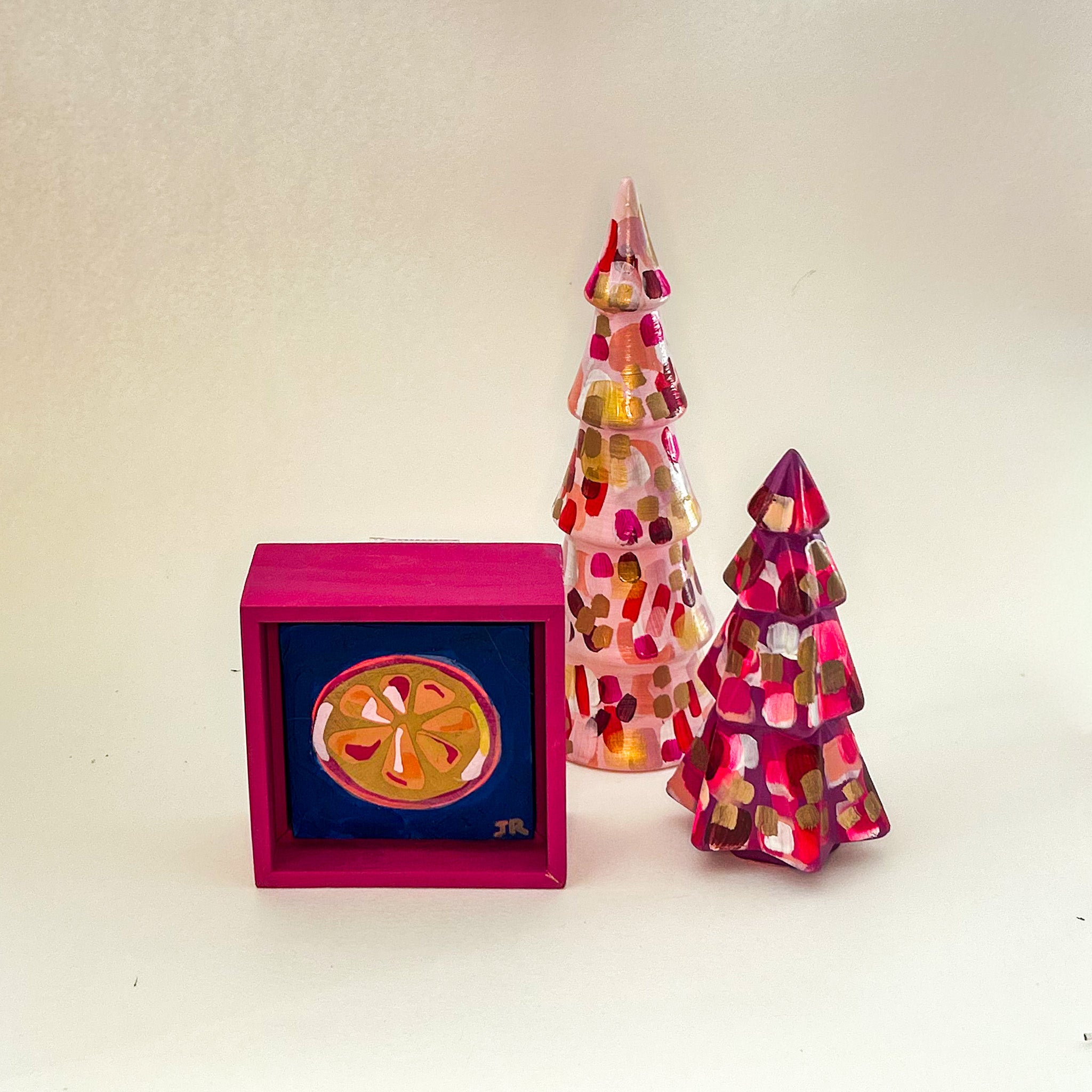 Small Deep Pink Christmas Tree|Jessica Reynolds Art