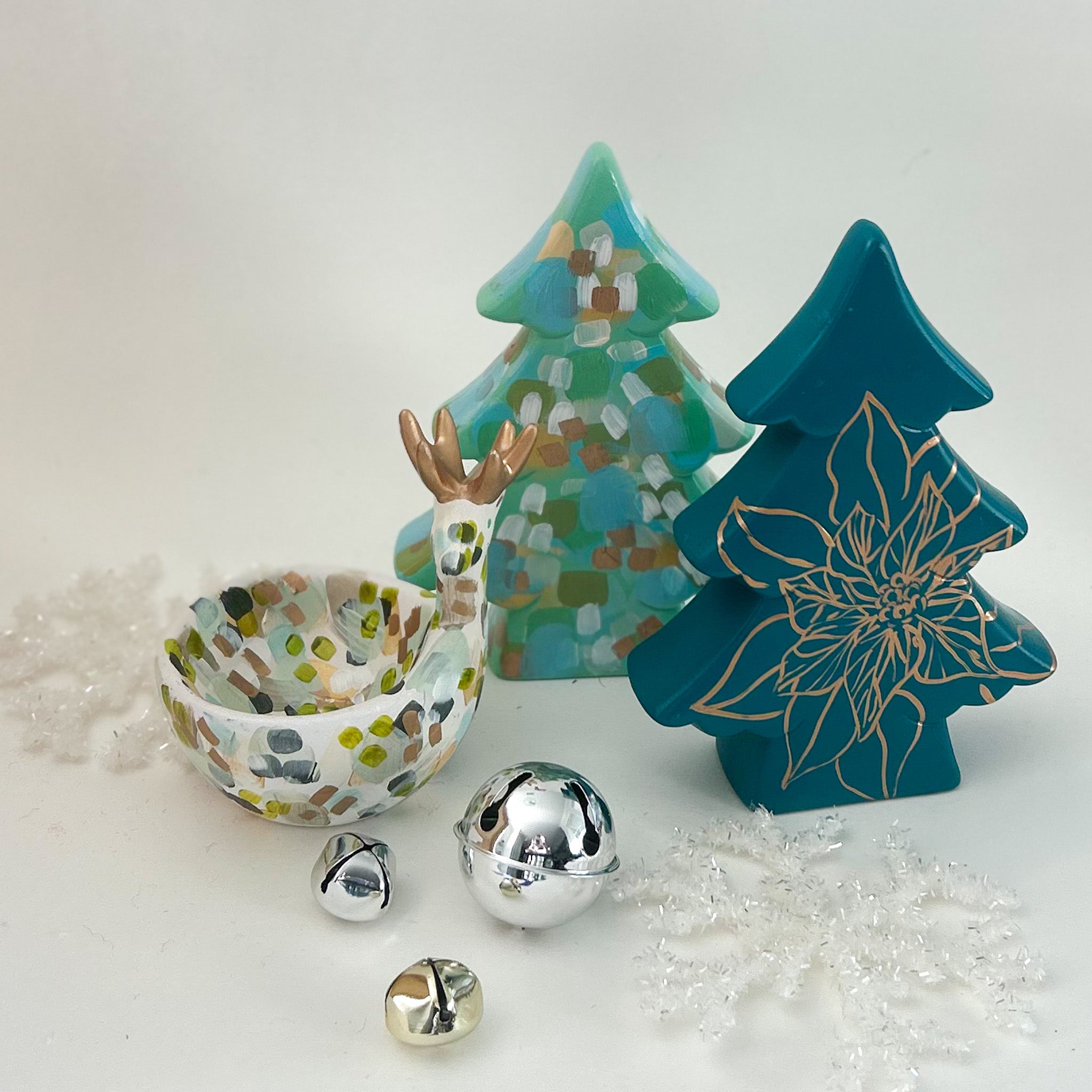 Frosty Blue Reindeer Bowl|Jessica Reynolds Art