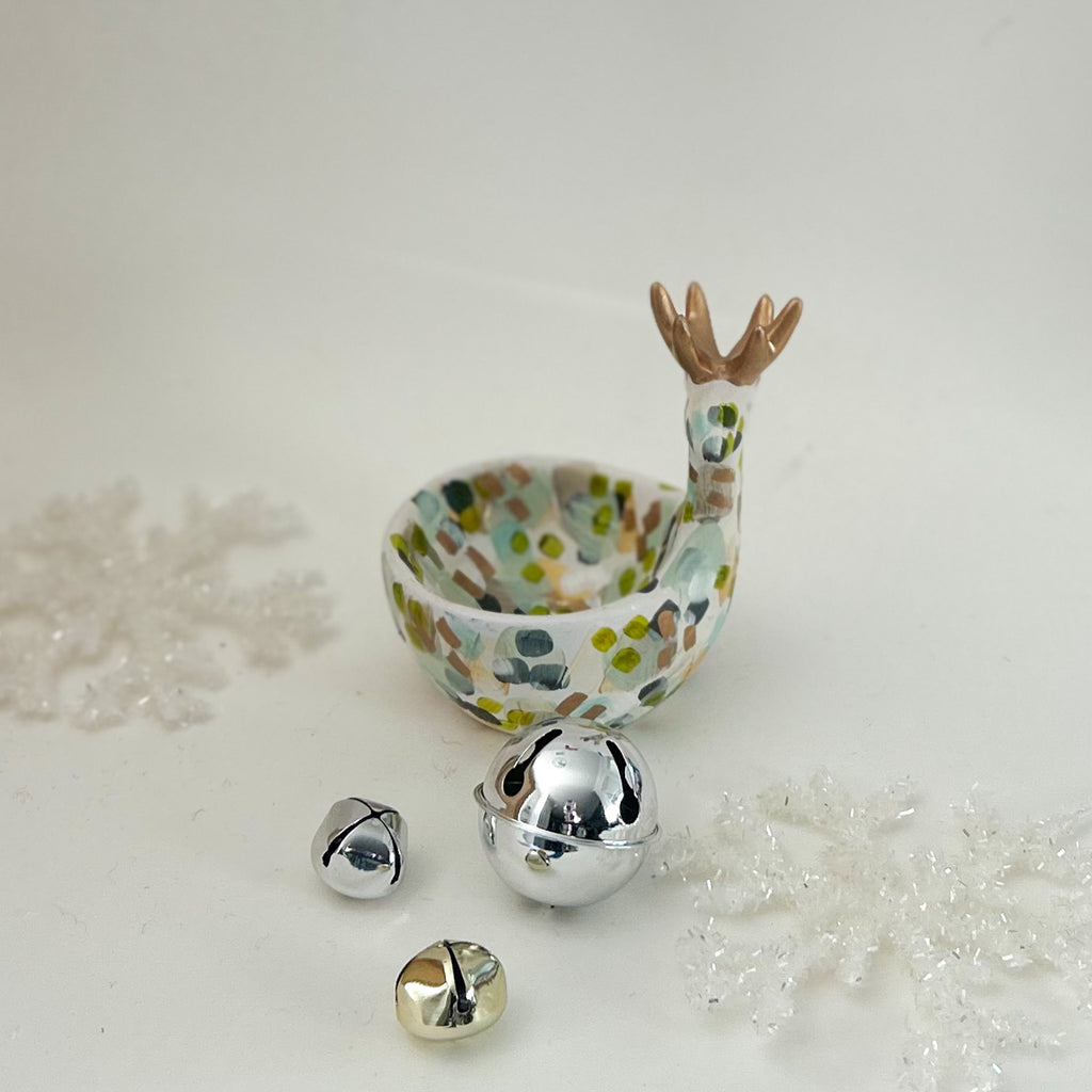 Frosty Blue Reindeer Bowl|Jessica Reynolds Art
