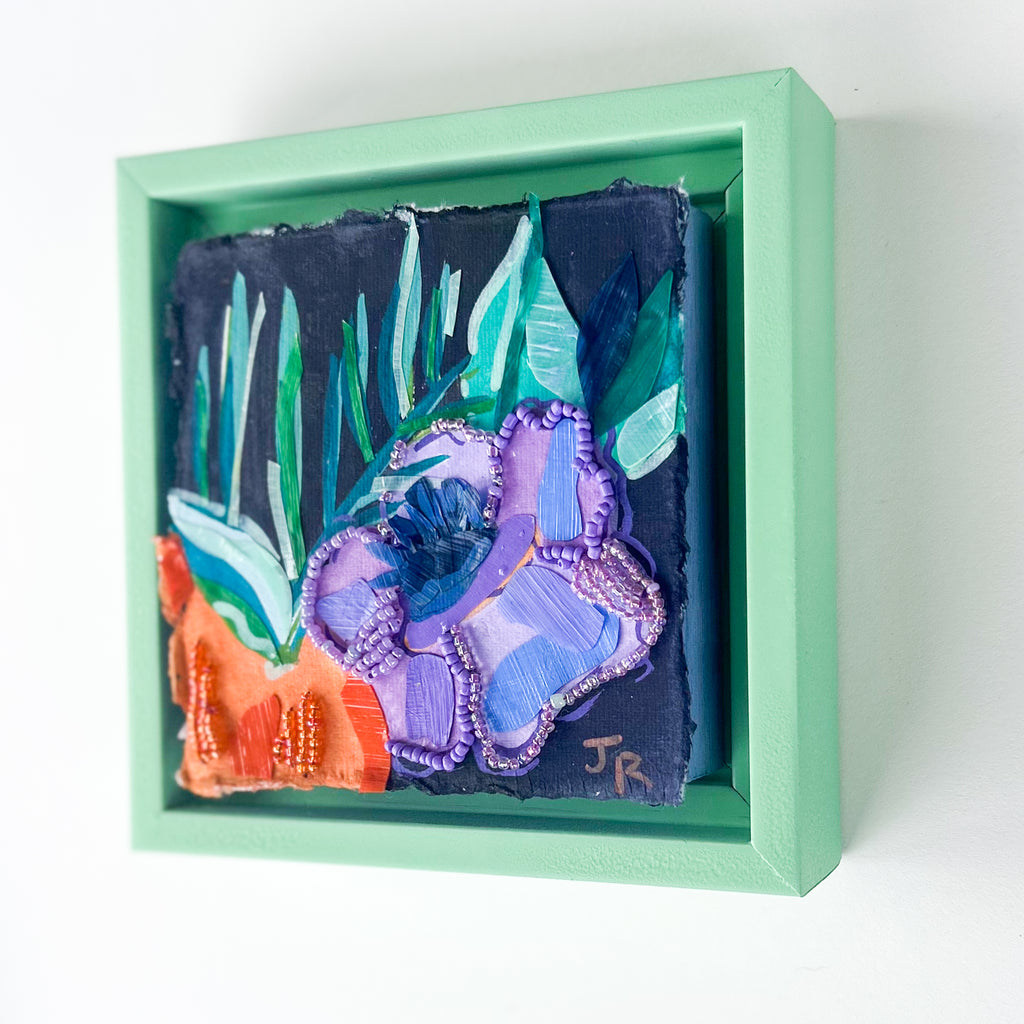 Orange Grove at Night|Polymer Lift and Bead Embroidery