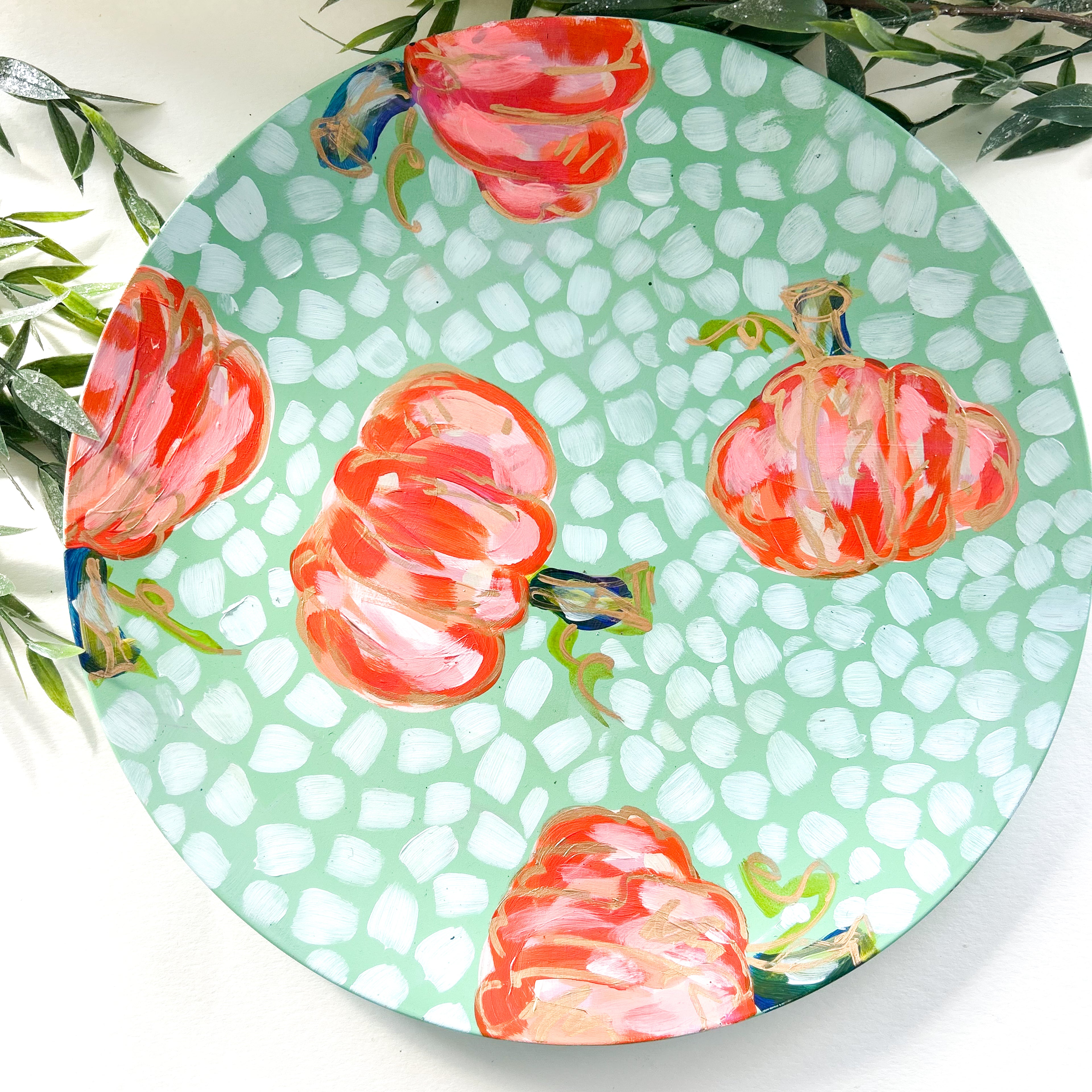 Mint Pumpkin Platter|Jessica Reynolds Art