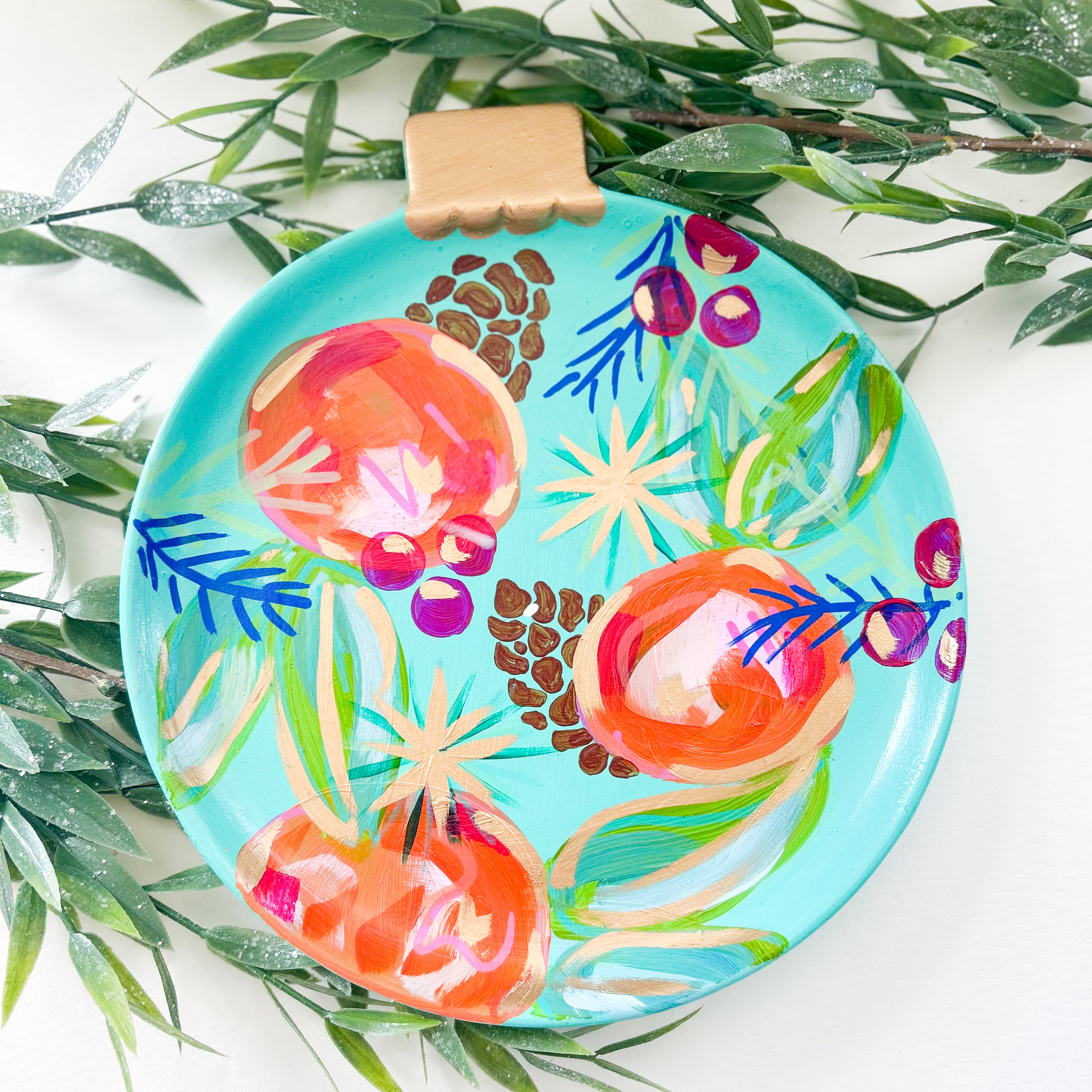Christmas Citrus Ornament Platter|Jessica Reynolds Art
