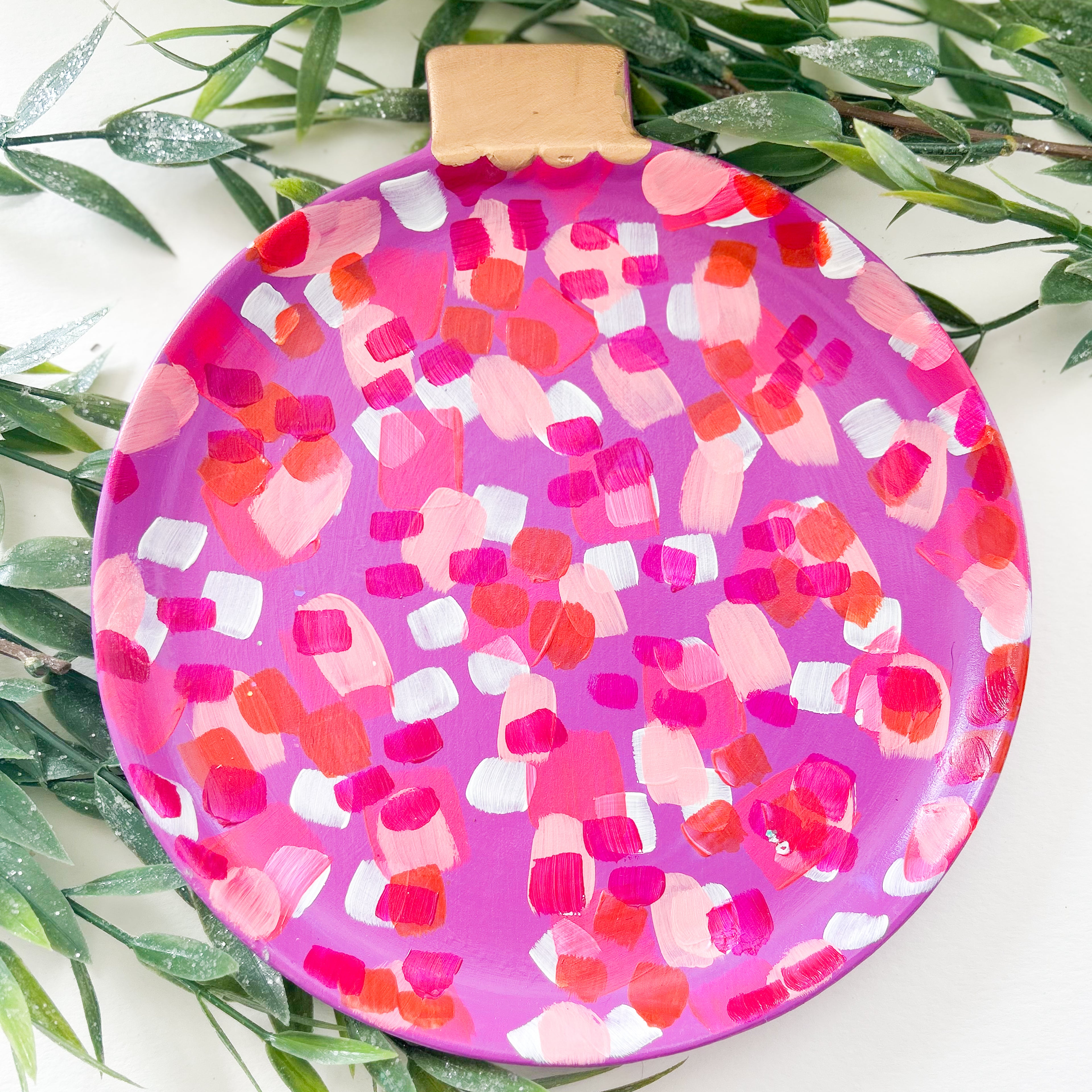 Pink Abstract Ornament Platter|Jessica Reynolds Art
