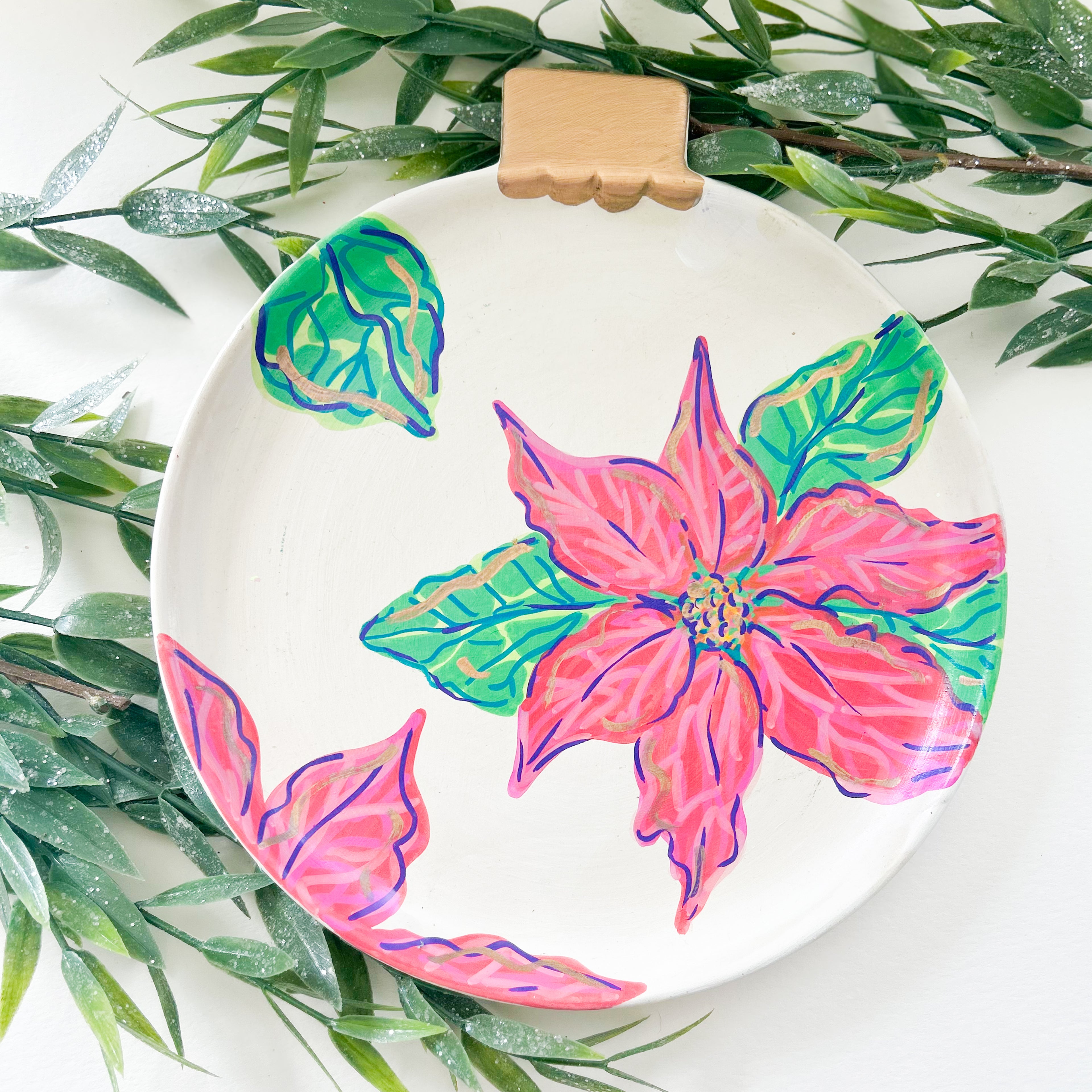 Poinsettia Ornament Platter|Jessica Reynolds Art