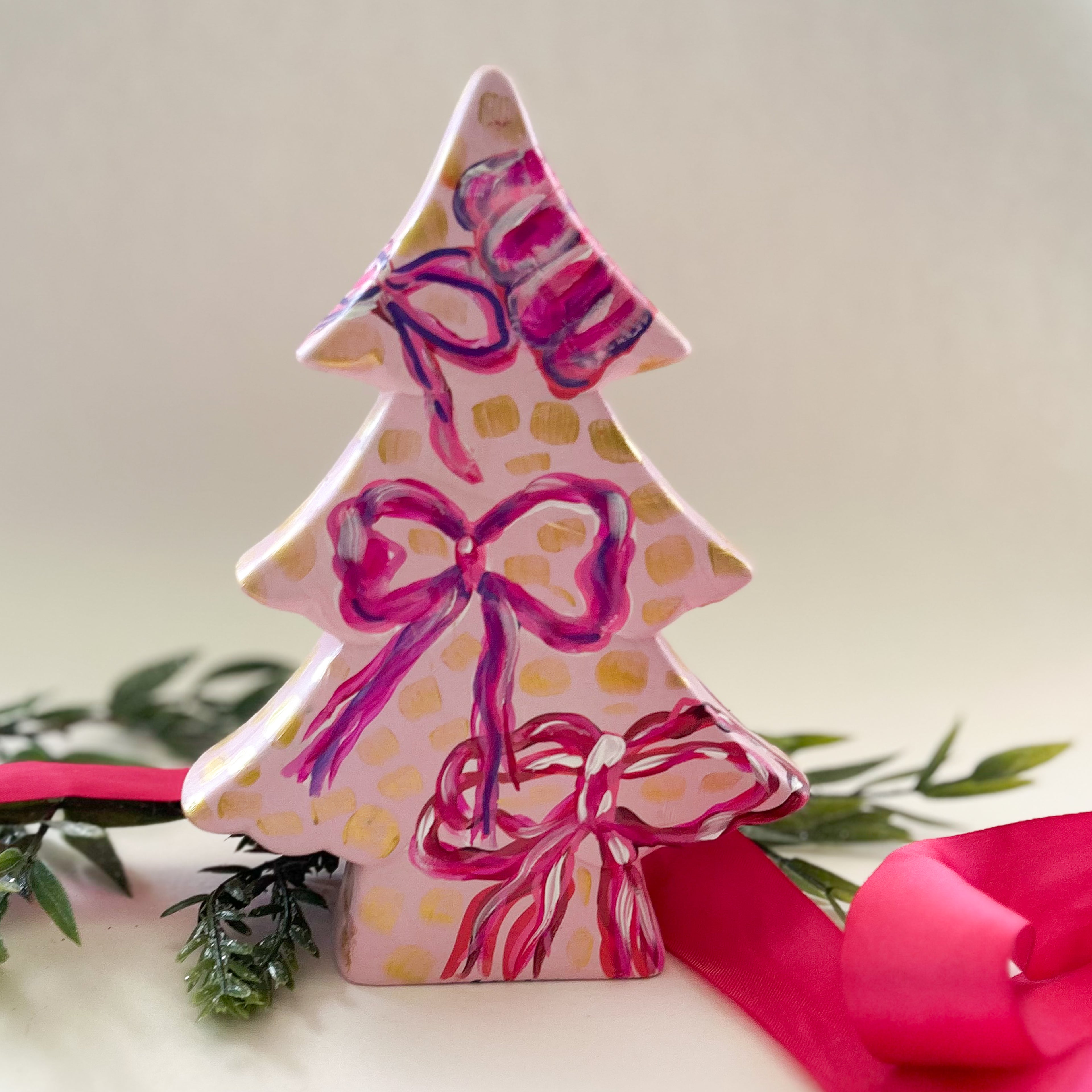 Small Pink Bow Shelf Tree|Jessica Reynolds Art