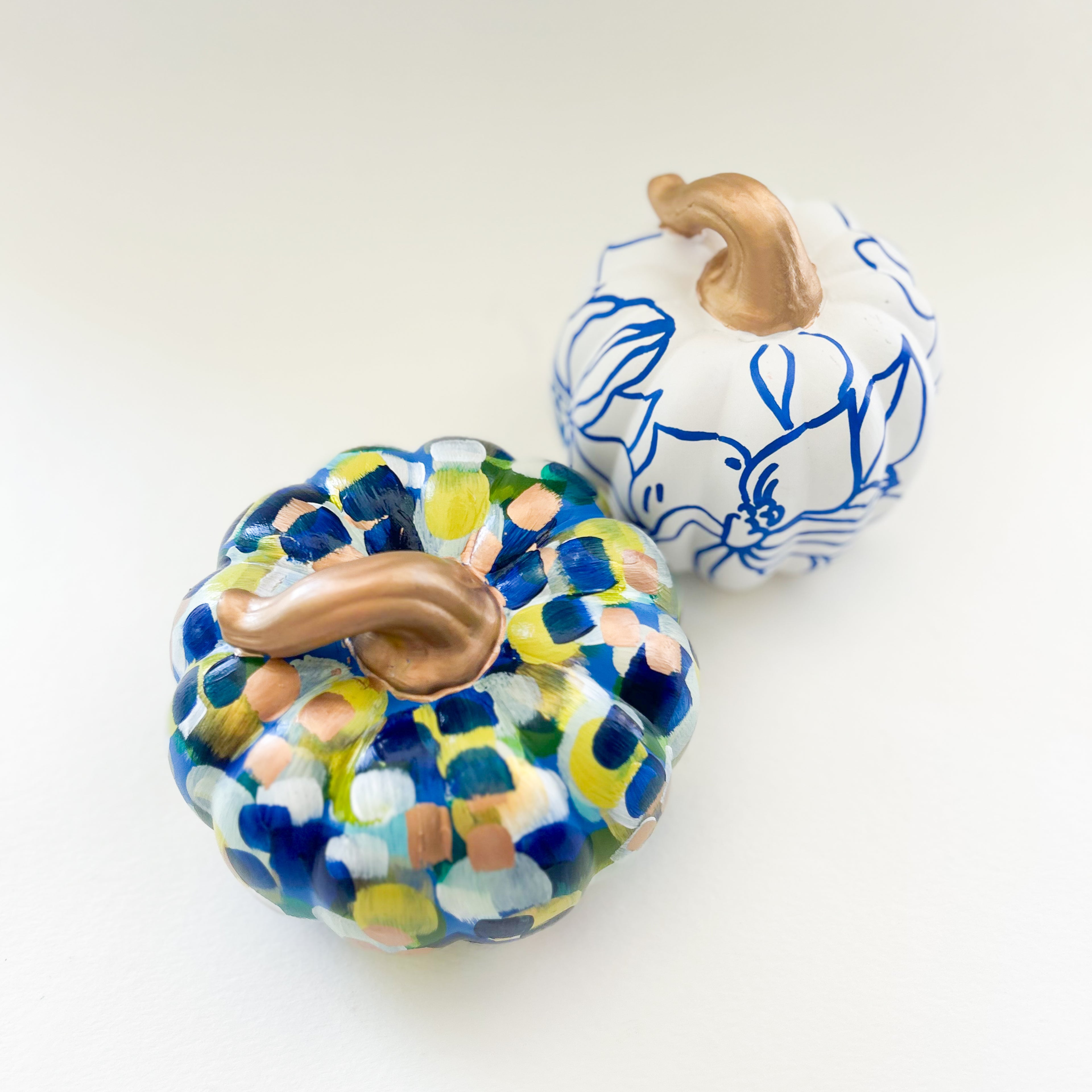 Blue and Green Abstract Pumpkin|Jessica Reynolds Art