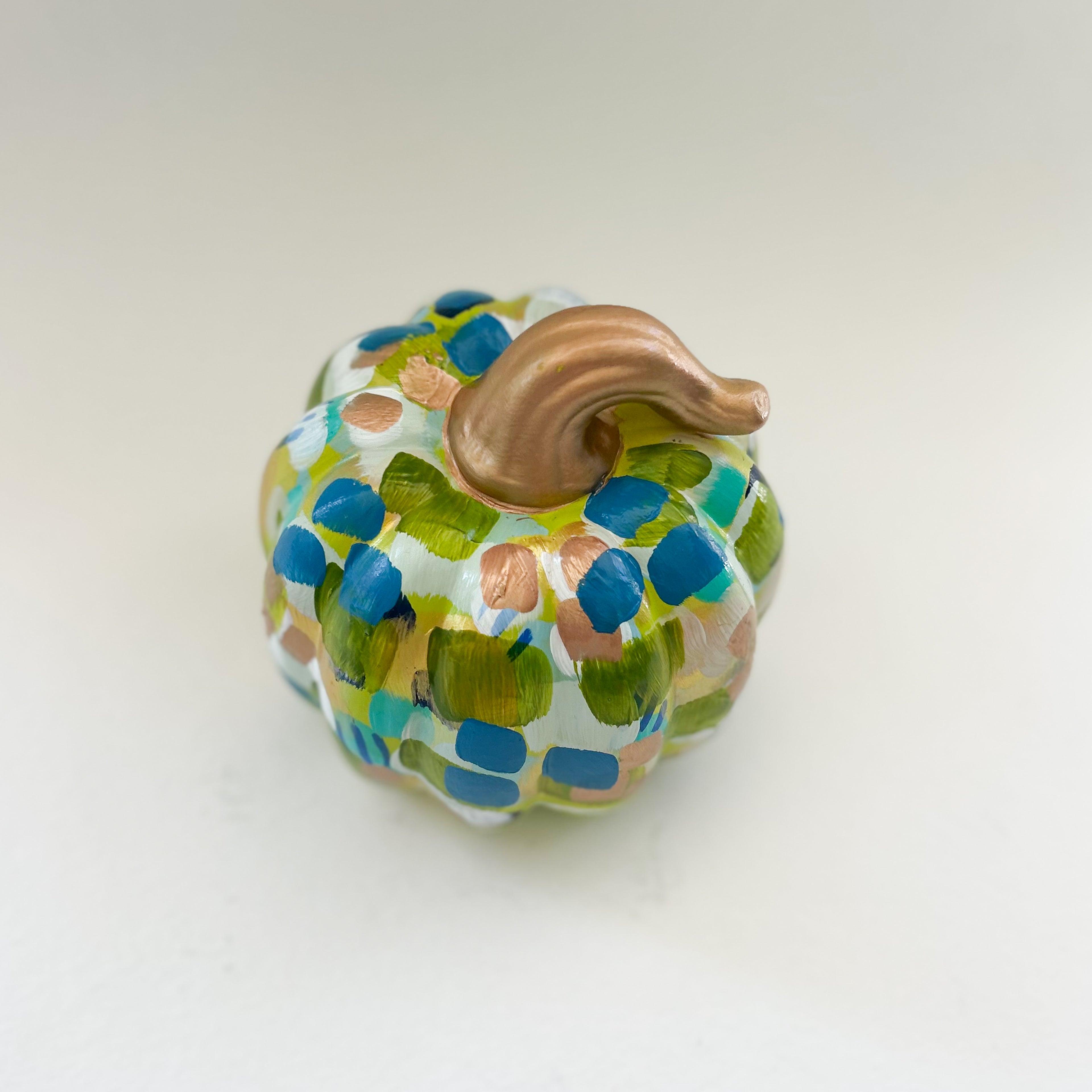 Green and Blue Abstract Pumpkin|Jessica Reynolds Art