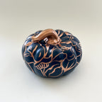 Indigo and Copper Floral Pumpkin|Jessica Reynolds Art