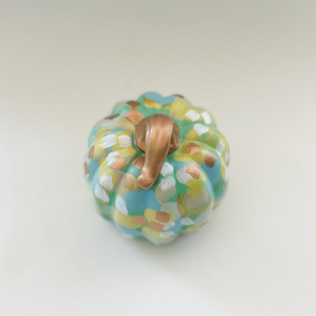 Mint and Gold Abstract Pumpkin|Jessica Reynolds Art