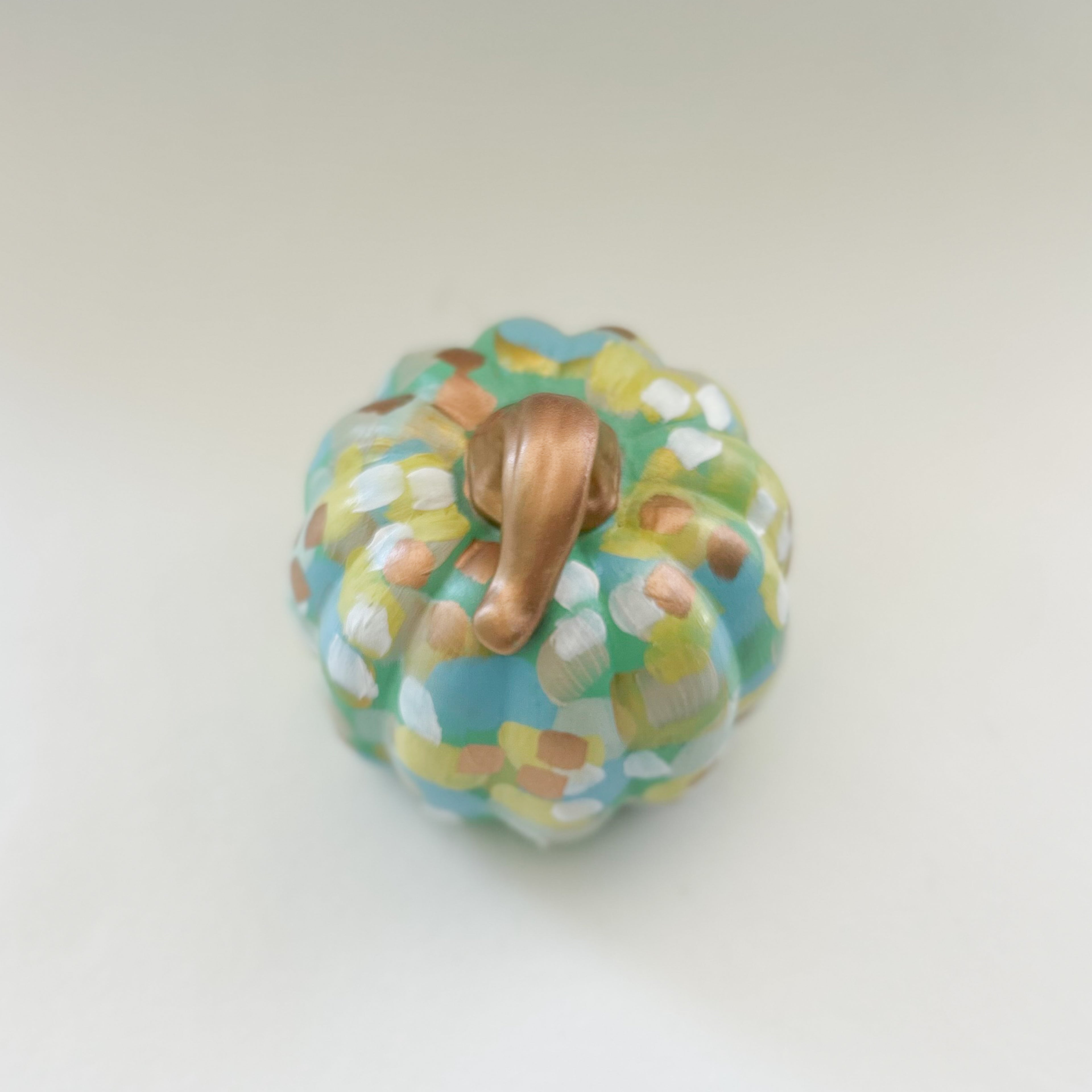 Mint and Gold Abstract Pumpkin|Jessica Reynolds Art