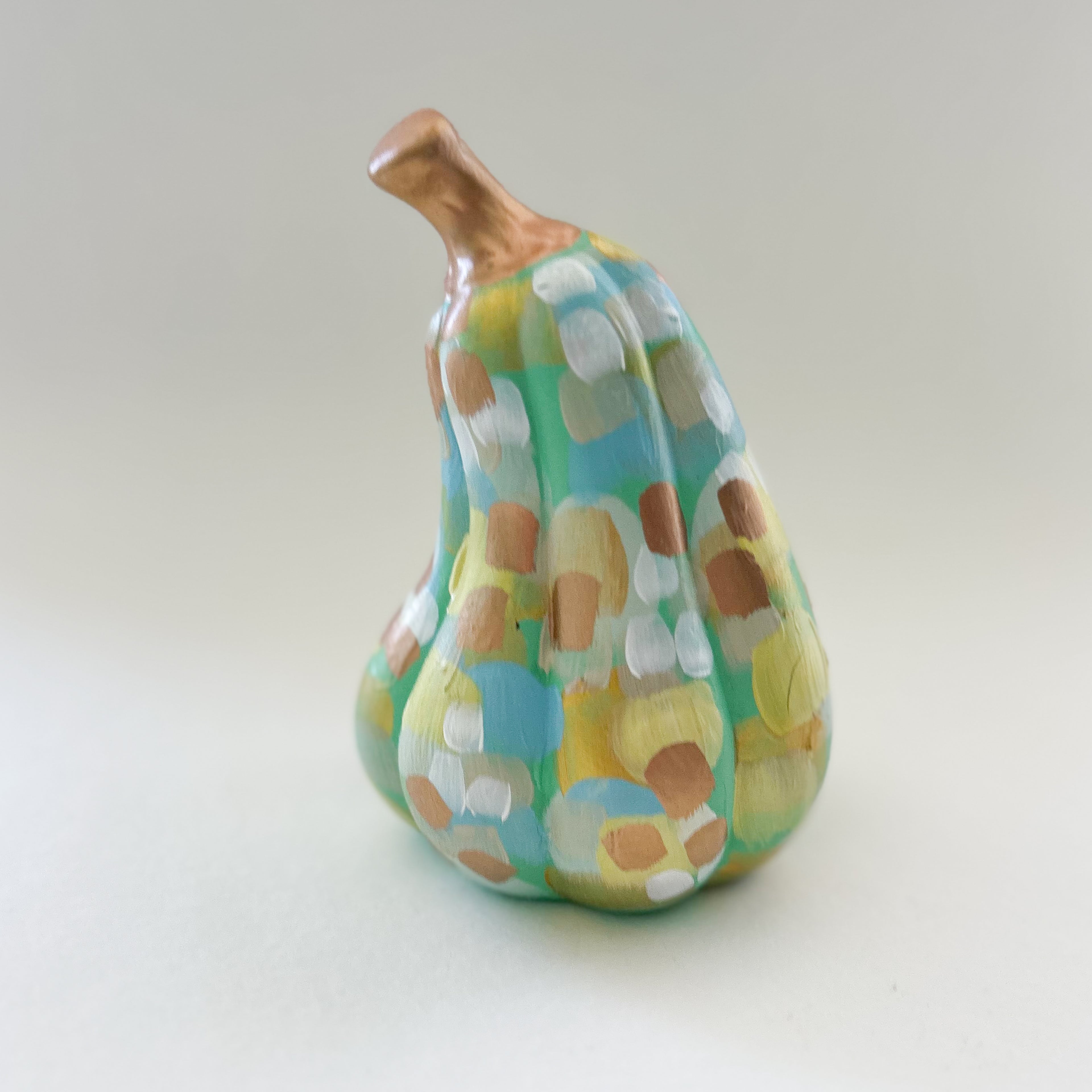 Mint and Gold Abstract Gourd|Jessica Reynolds Art