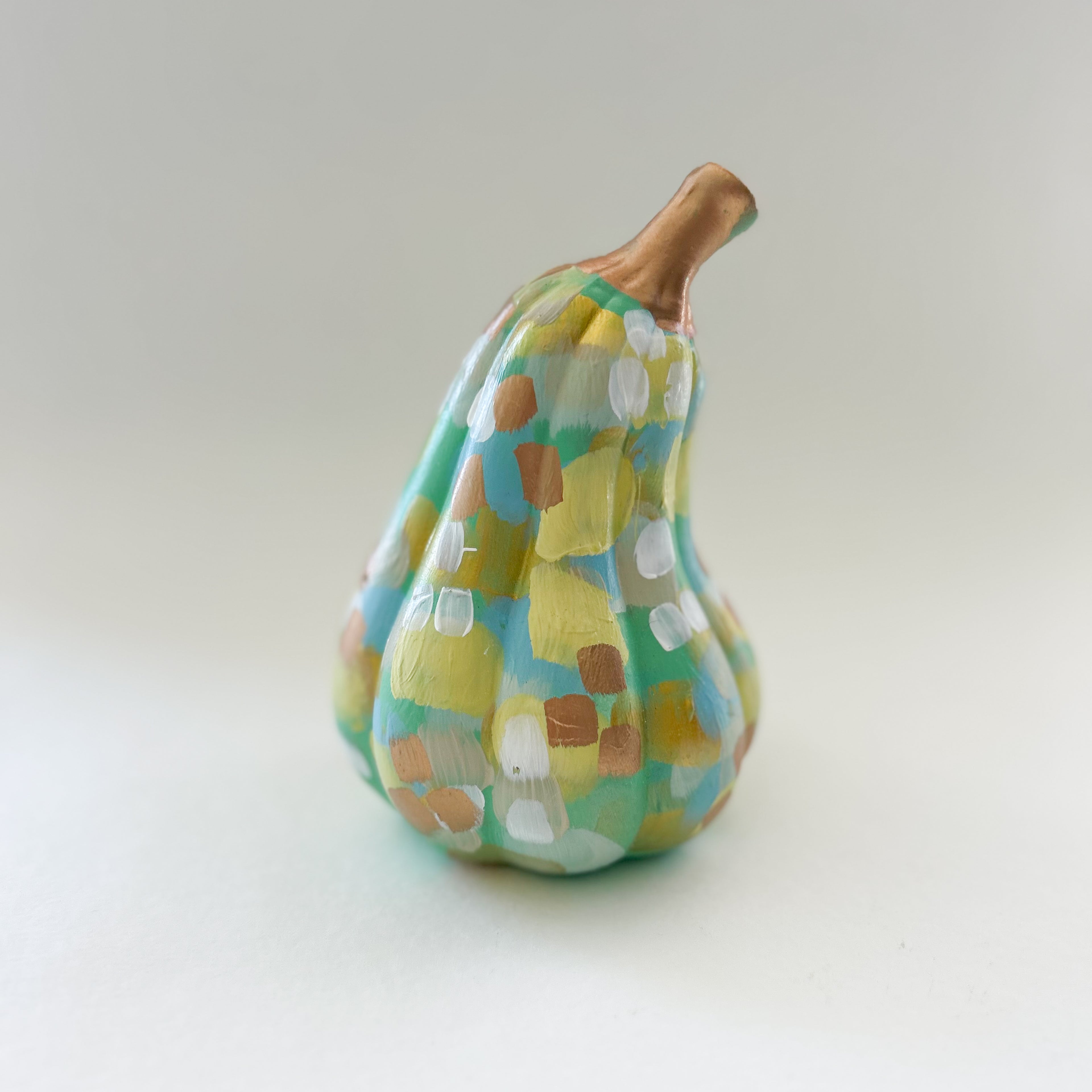 Mint and Gold Abstract Gourd|Jessica Reynolds Art