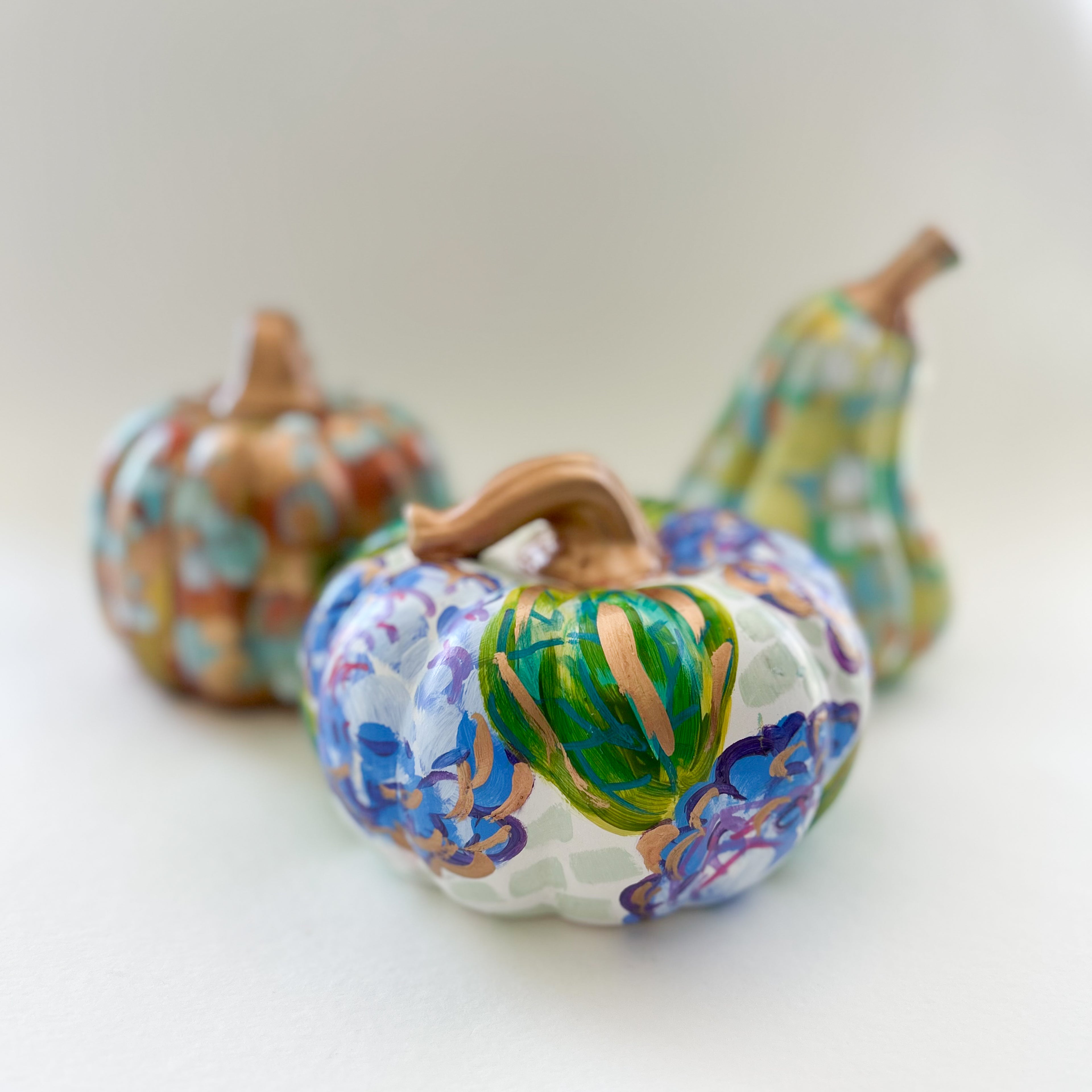 Mint and Gold Abstract Gourd|Jessica Reynolds Art