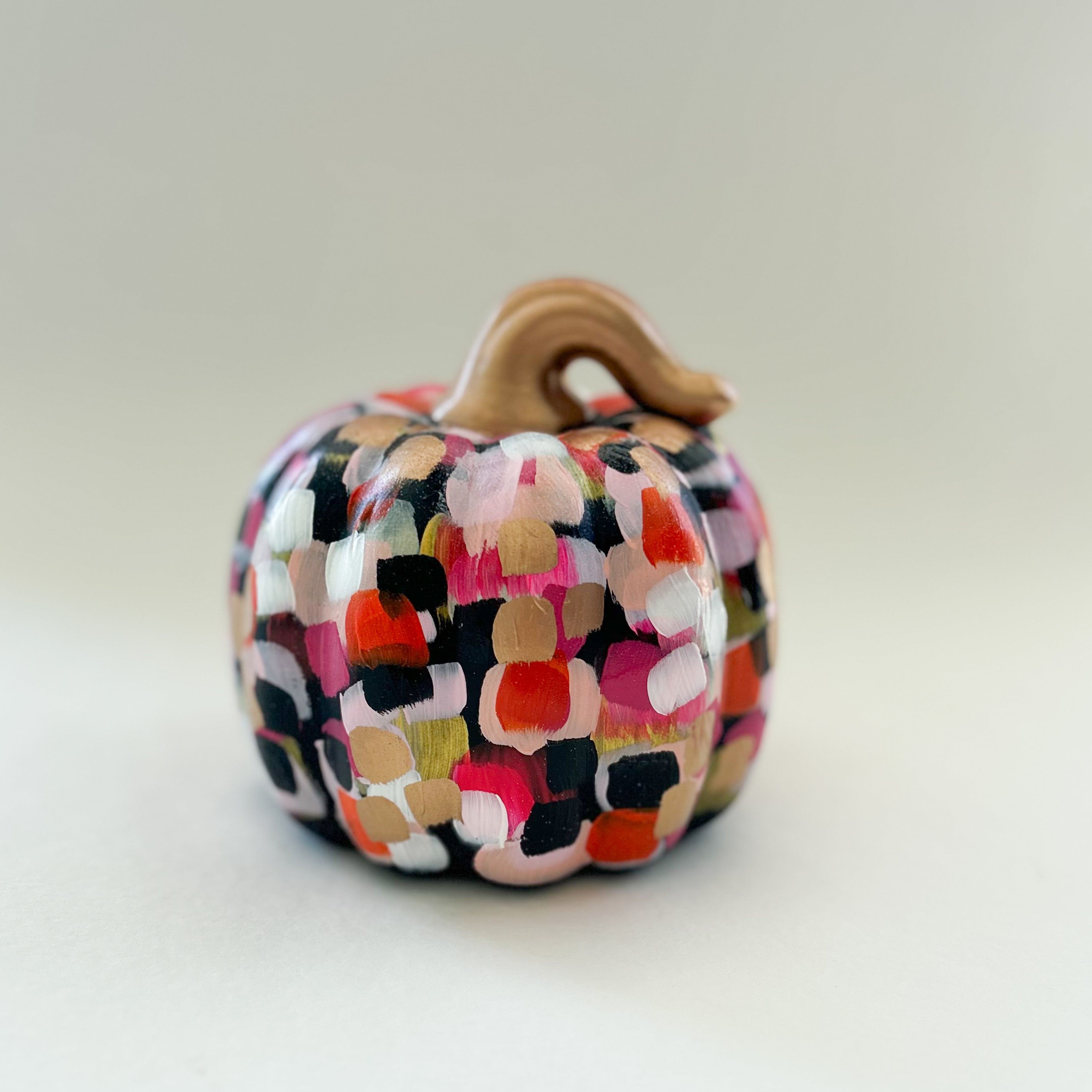 Black and Pink Abstract Pumpkin|Jessica Reynolds Art