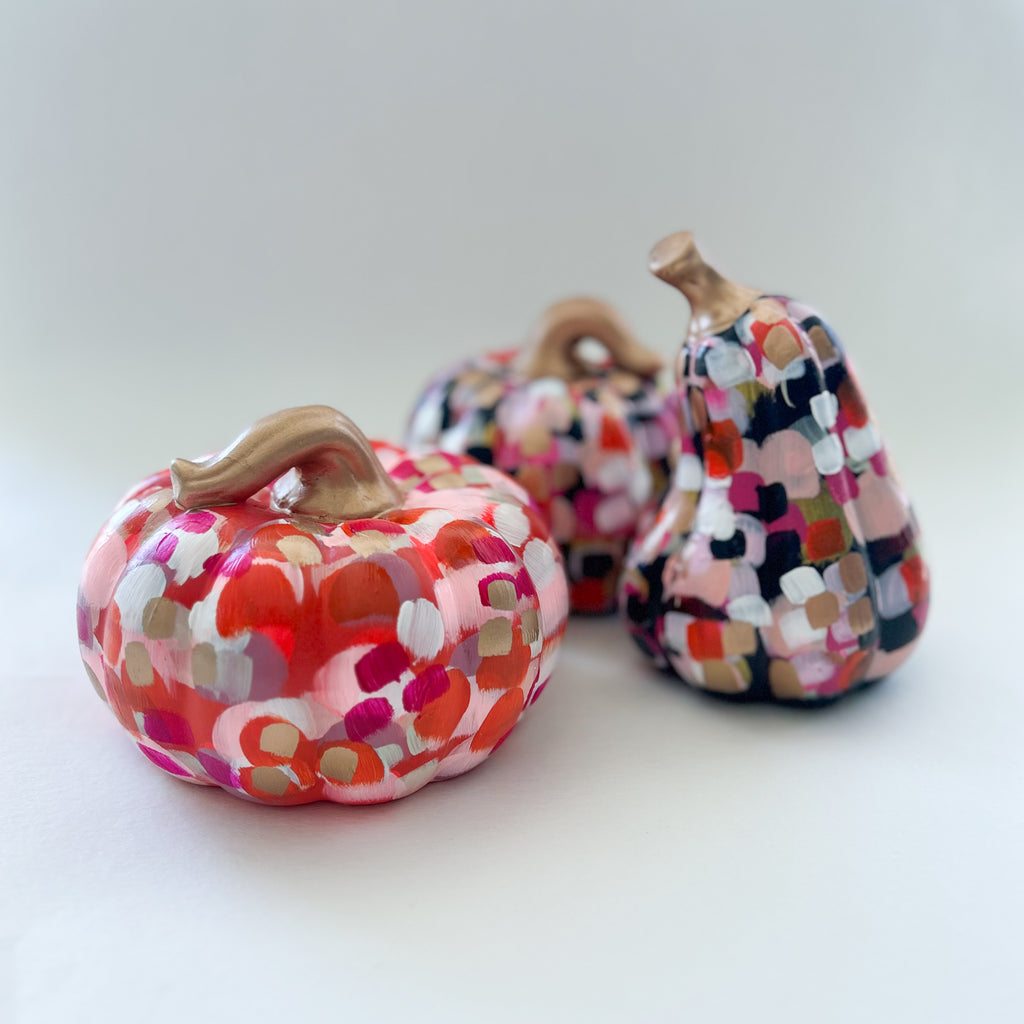 Large Orange and Pink Abstract Pumpkin|Jessica Reynolds Art
