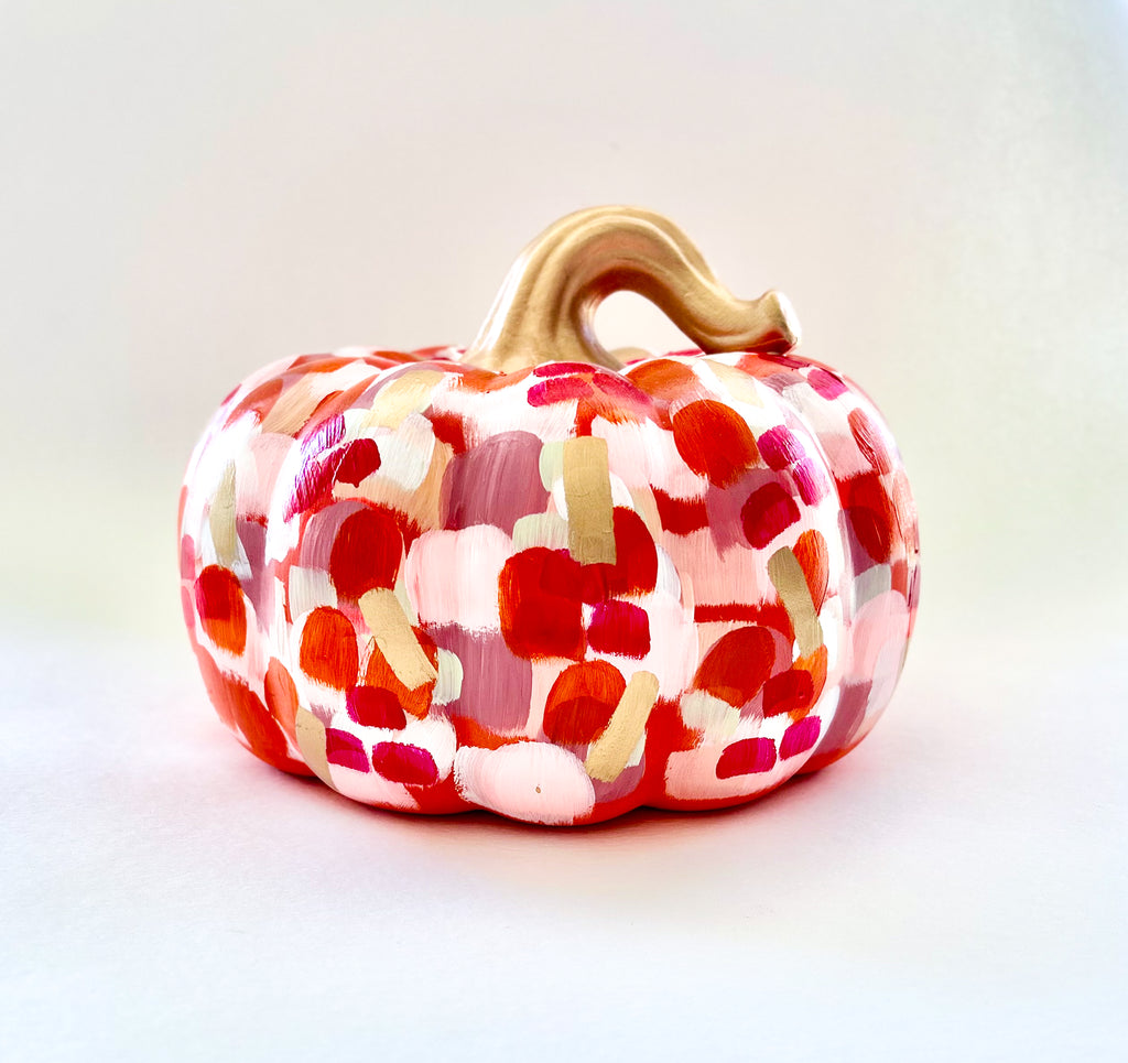Orange and Pink Abstract Pumpkin|Jessica Reynolds Art