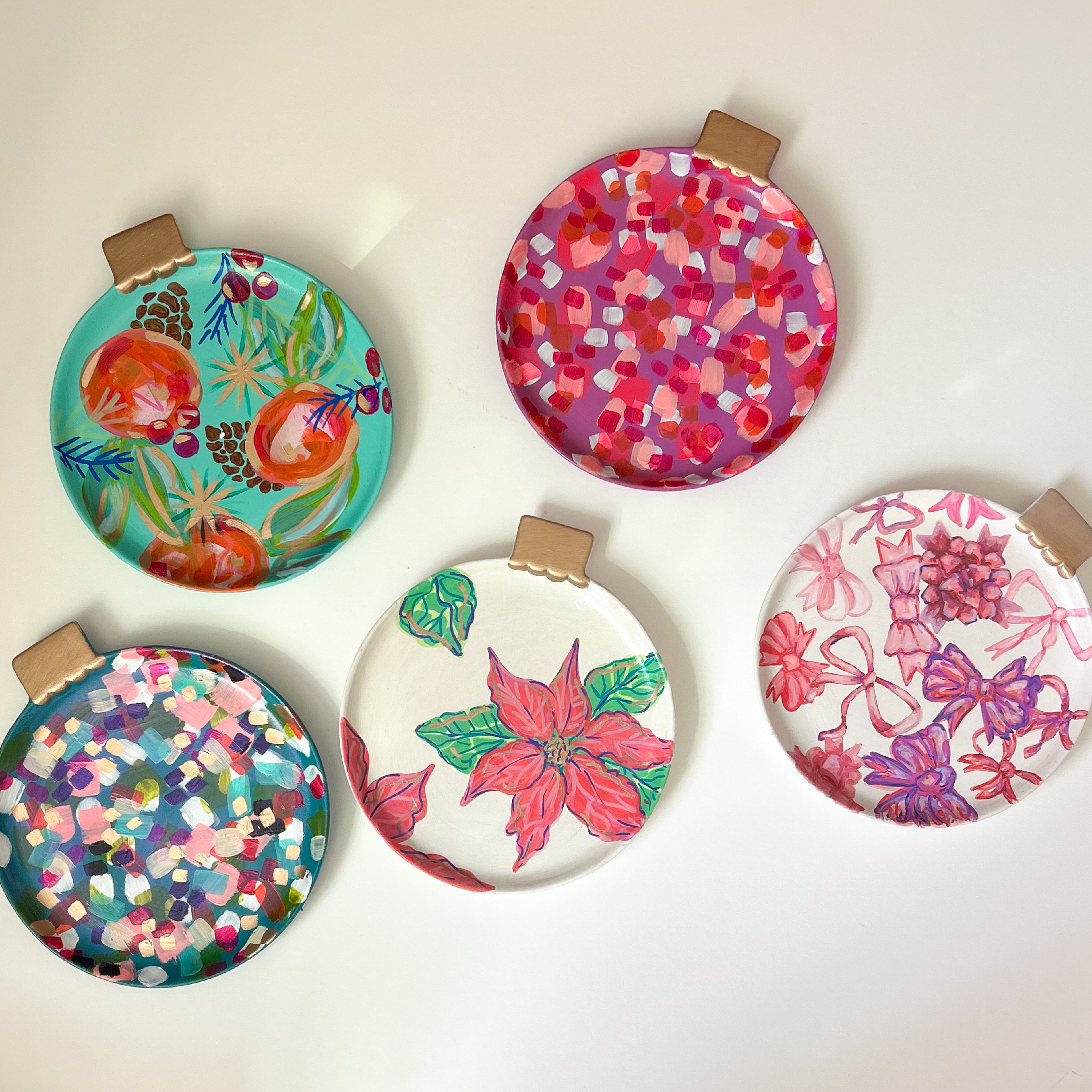 Poinsettia Ornament Platter|Jessica Reynolds Art