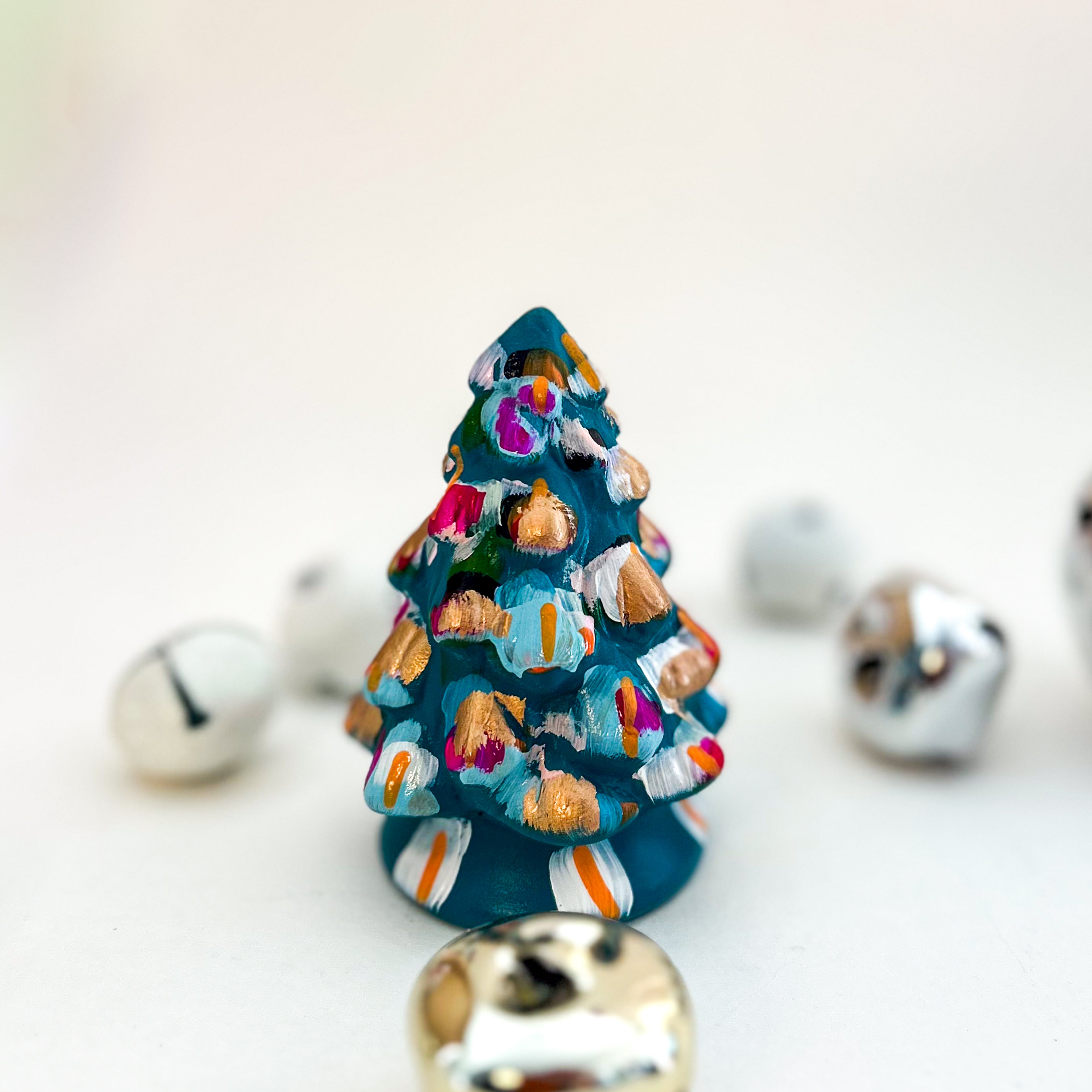 Tiny Teal and Bright Christmas Tree|Jessica Reynolds Art