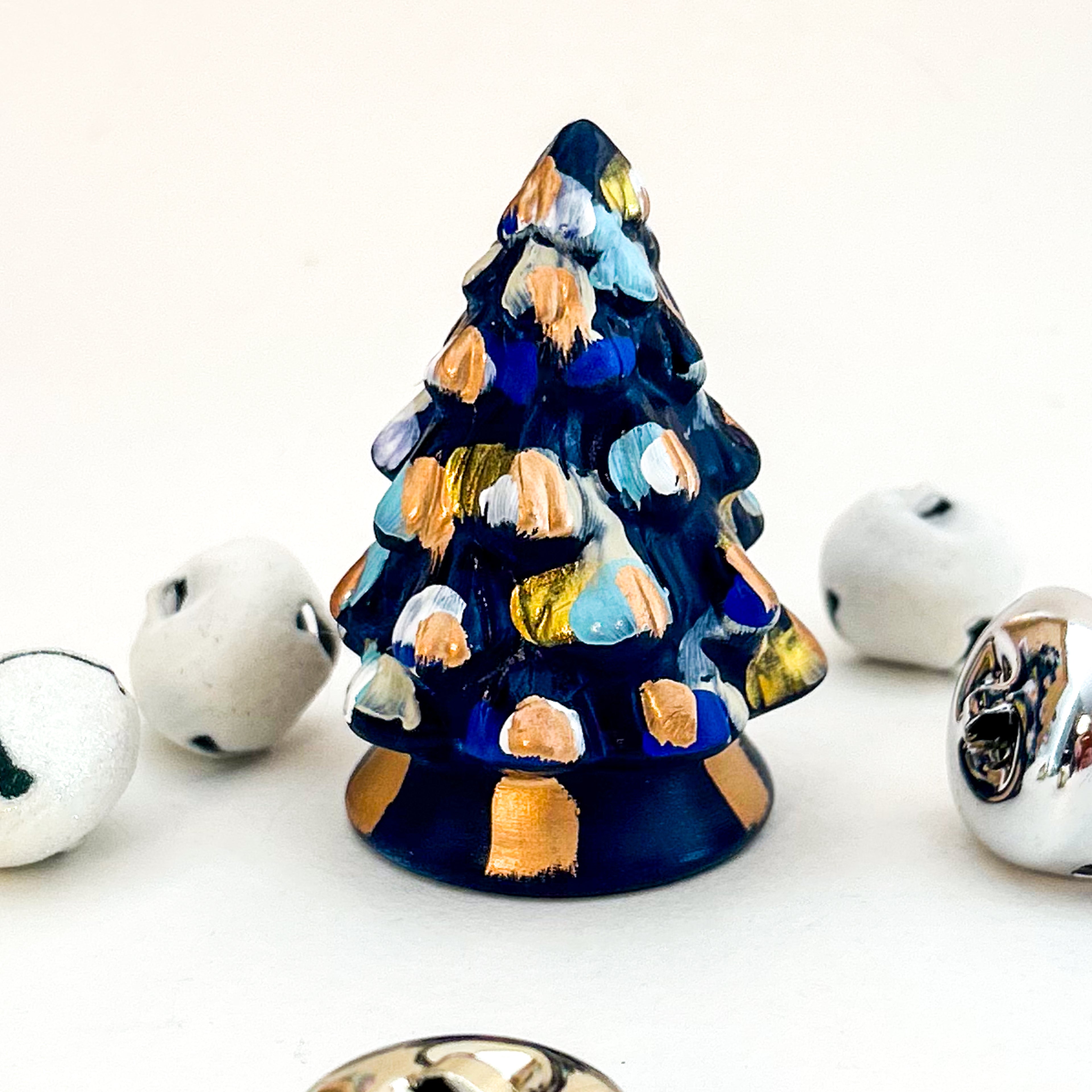Tiny Light Blue and Indigo Christmas Tree|Jessica Reynolds Art