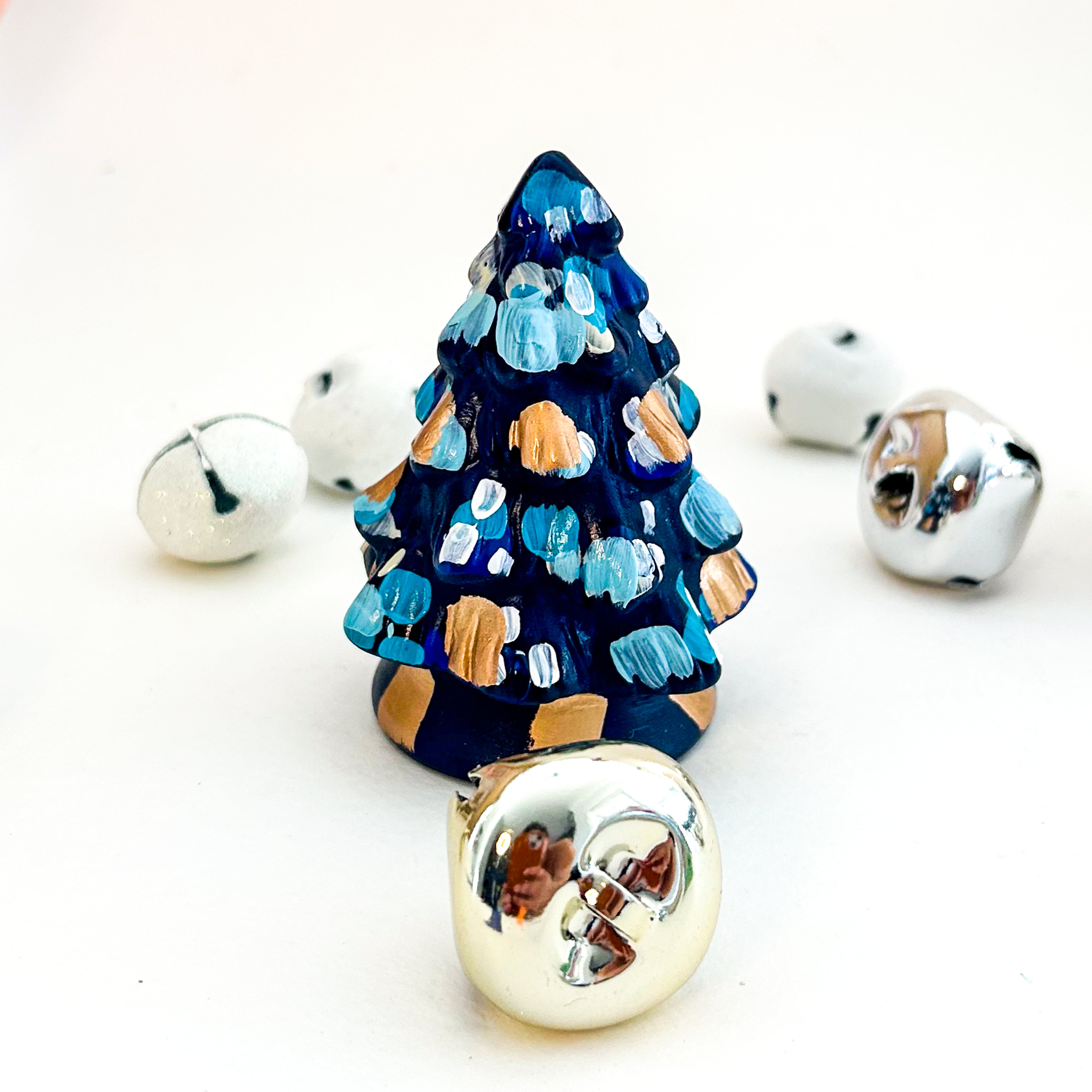 Tiny Teal and Indigo Christmas Tree|Jessica Reynolds Art