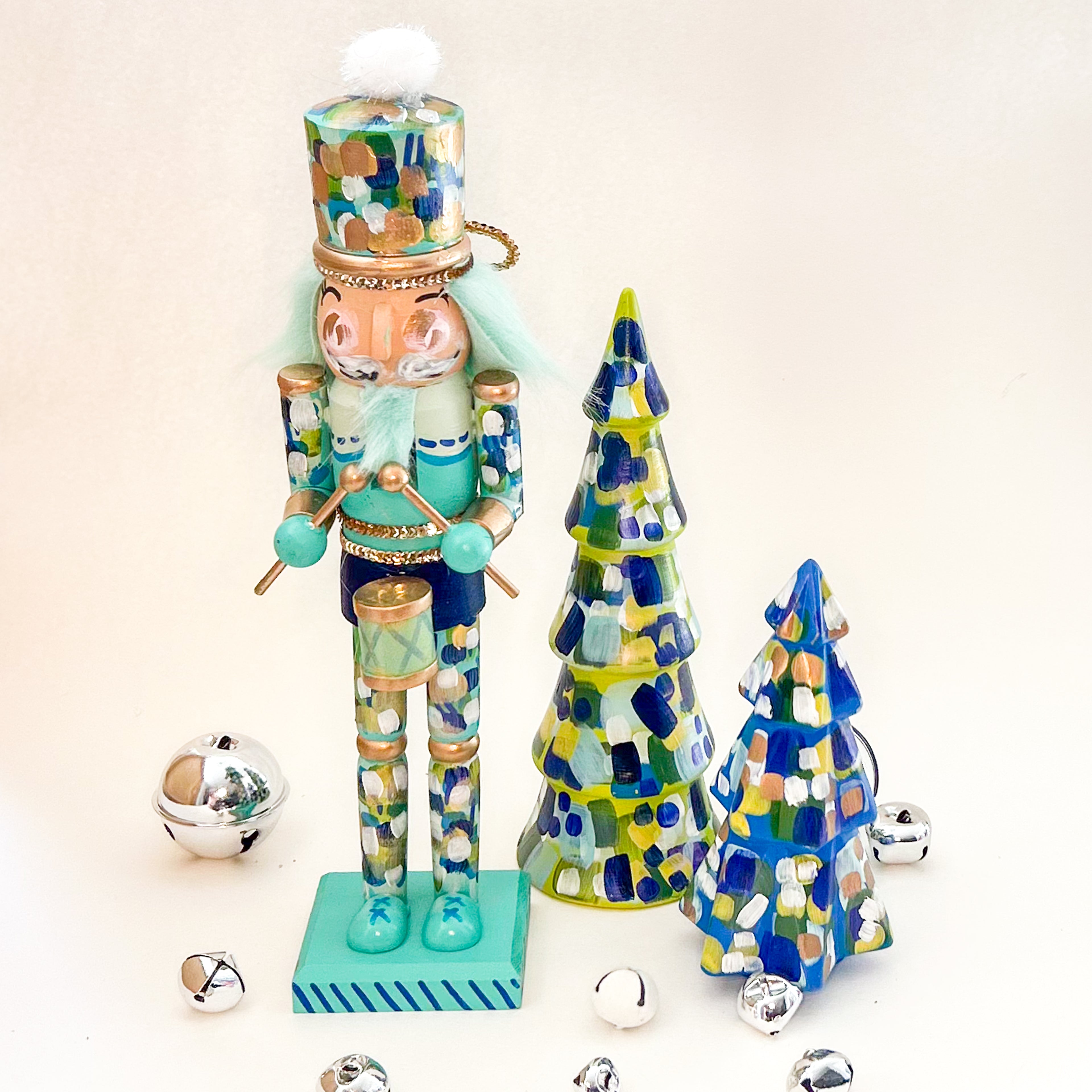 Green and Blue Tall Christmas Tree|Jessica Reynolds Art